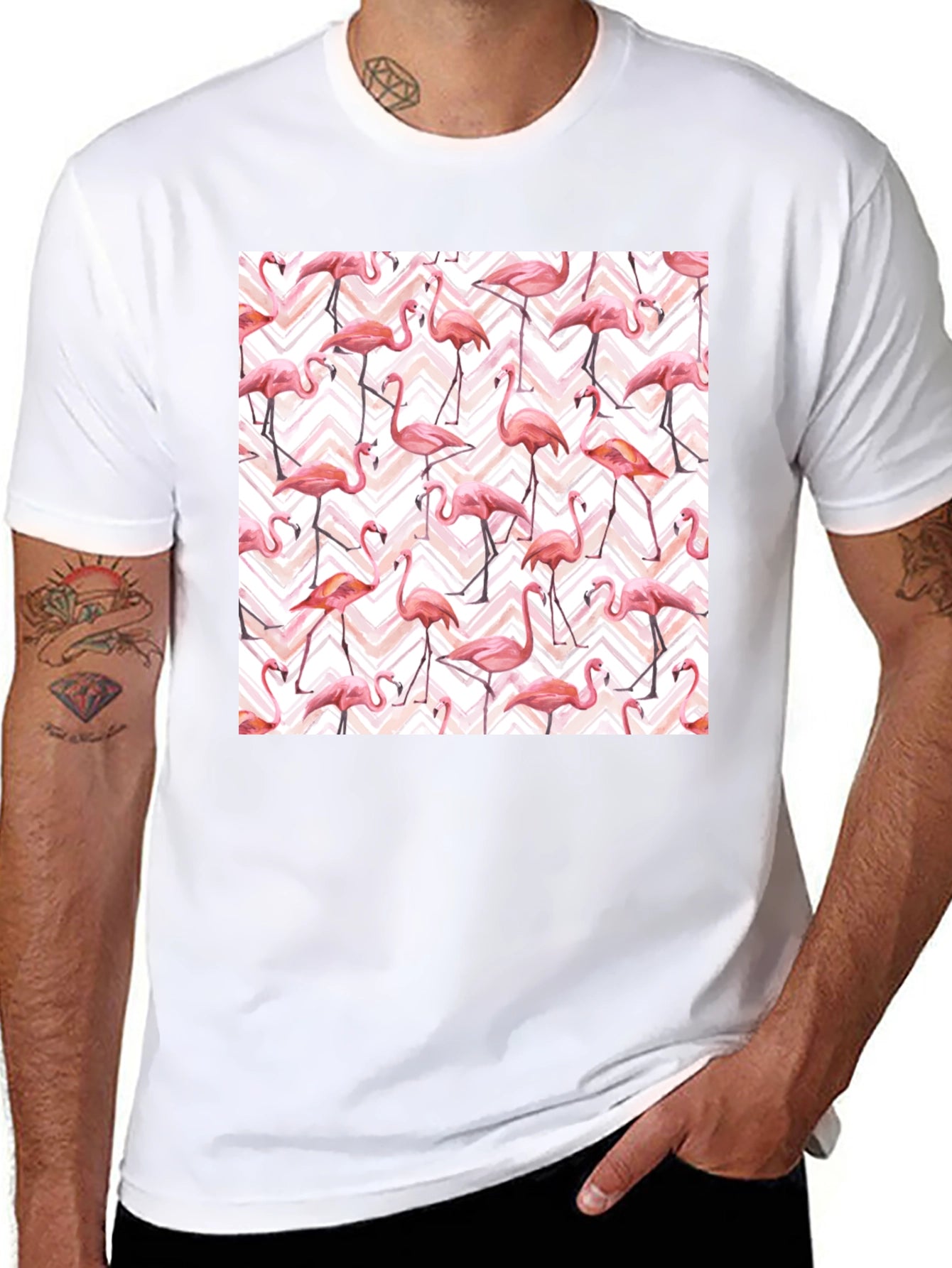 Flamingo Pattern T-Shirt - Tropical Style