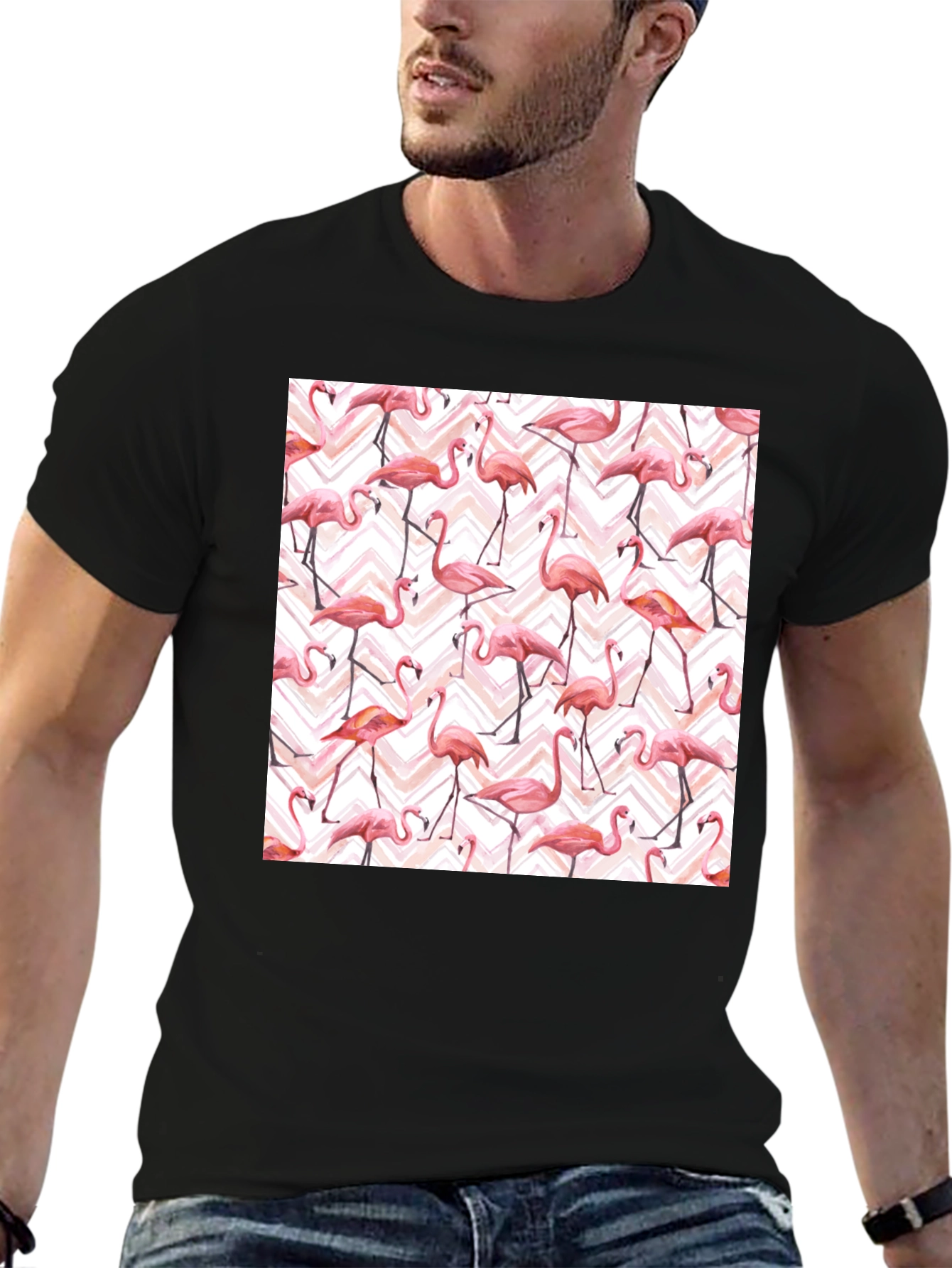 Flamingo Pattern T-Shirt - Tropical Style
