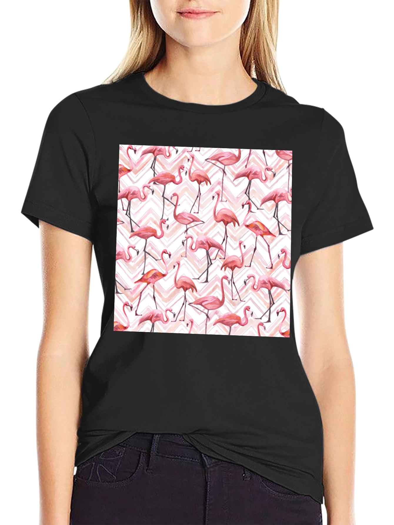 Flamingo Pattern T-Shirt - Tropical Style