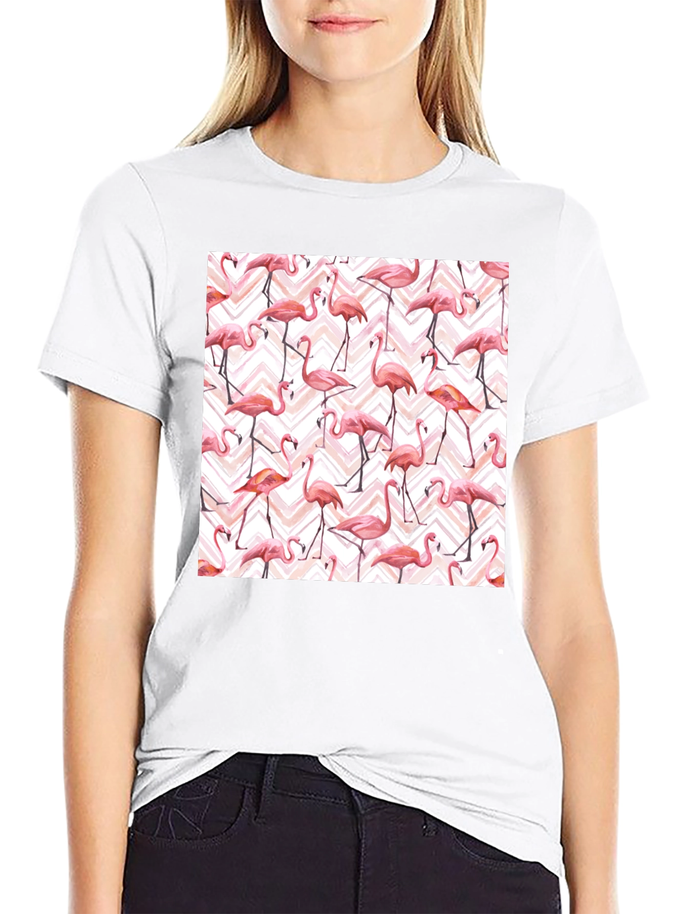 Flamingo Pattern T-Shirt - Tropical Style