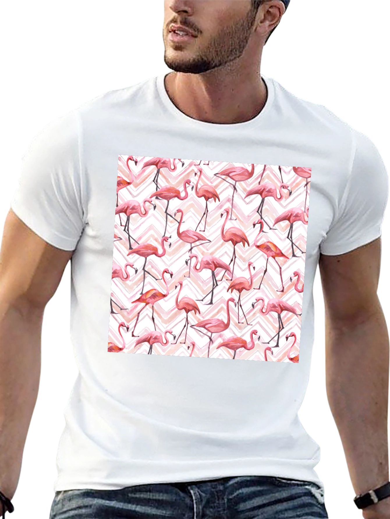 Flamingo Pattern T-Shirt - Tropical Style