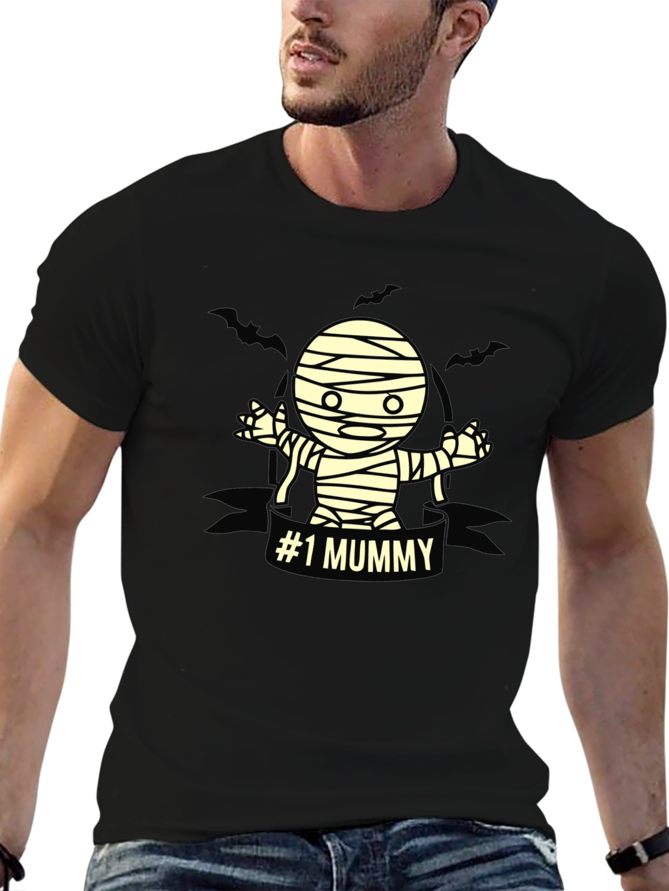 #1 Mummy Halloween T-Shirt - Black Graphic Tee
