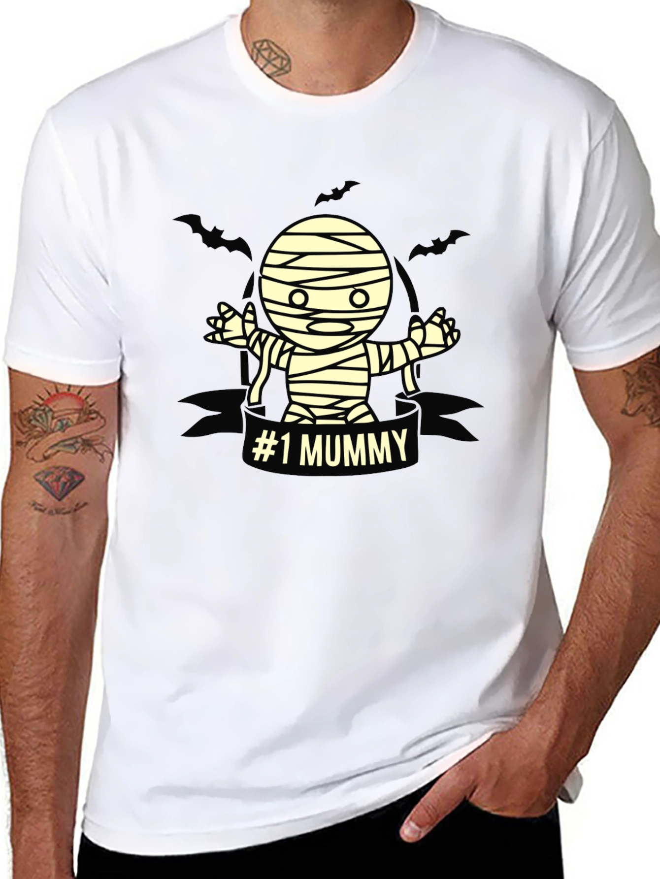 #1 Mummy Halloween T-Shirt - Black Graphic Tee