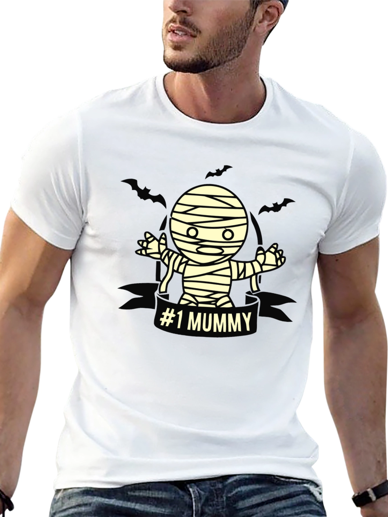 #1 Mummy Halloween T-Shirt - Black Graphic Tee