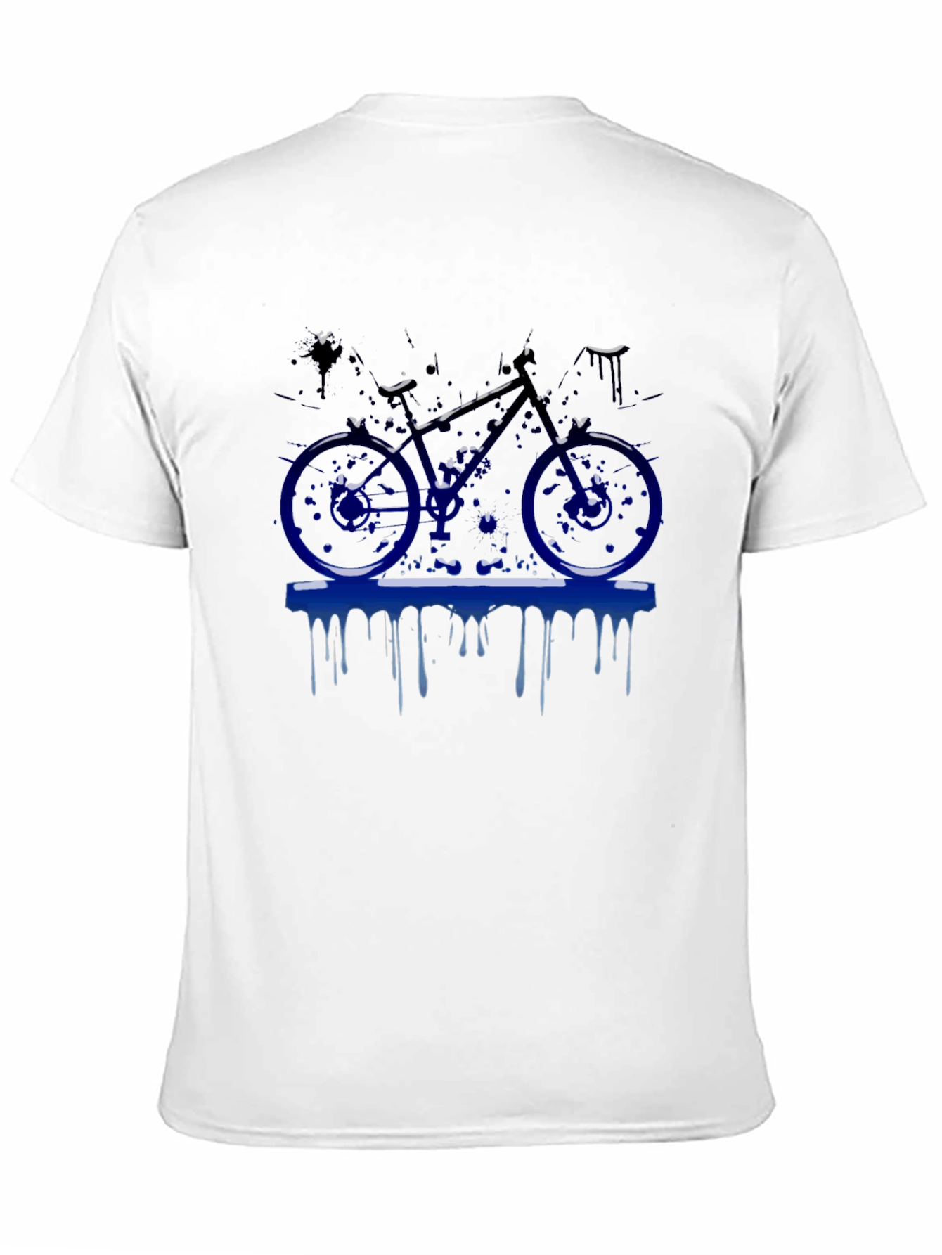 Mens Black T-Shirt with Blue Bike Graphic