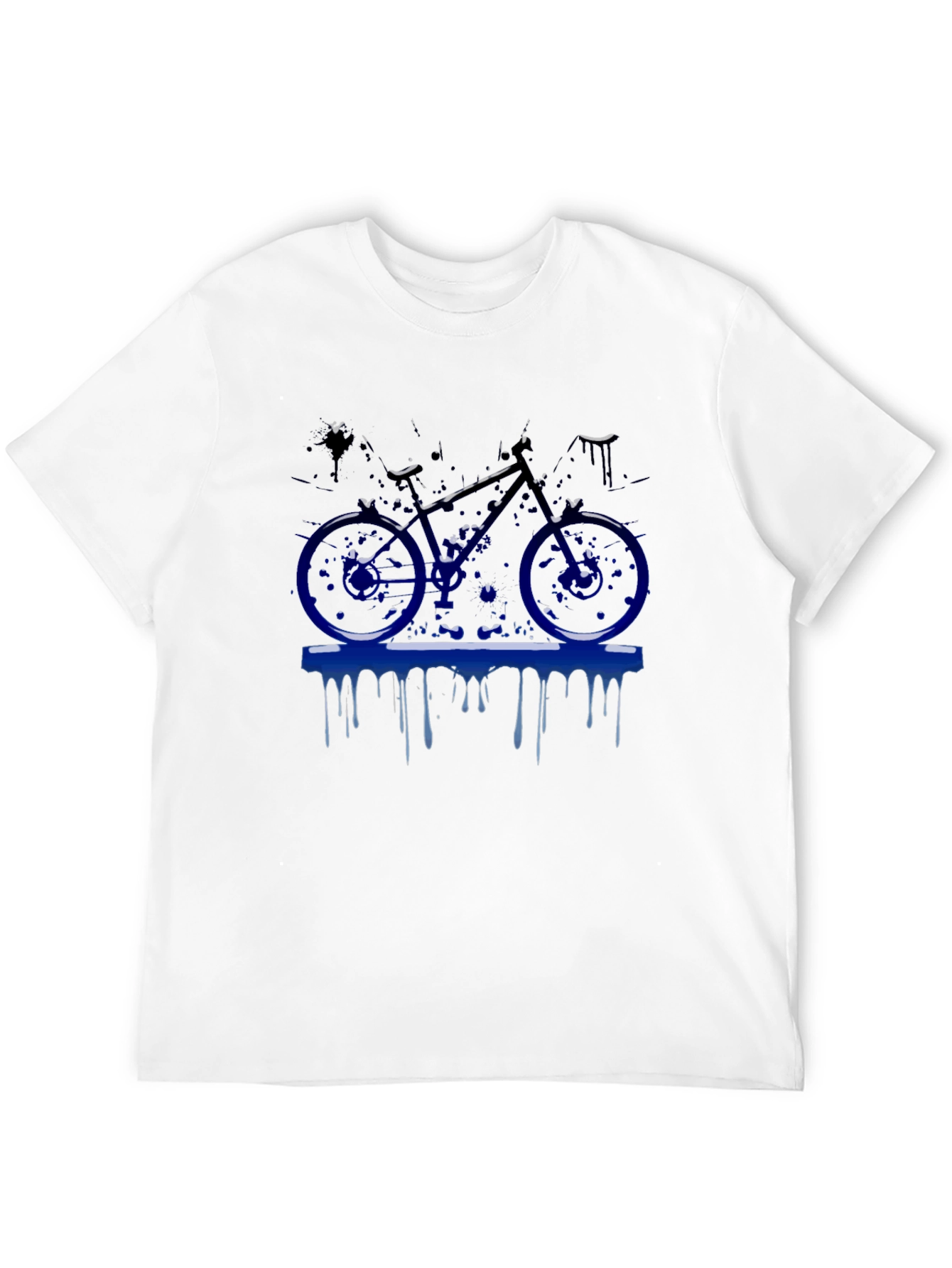 Mens Black T-Shirt with Blue Bike Graphic