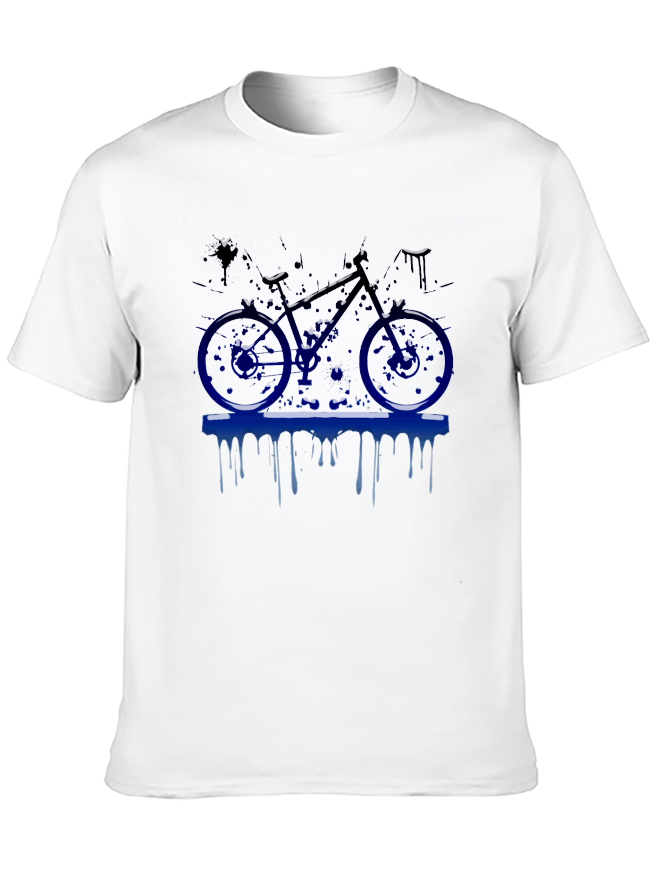 Mens Black T-Shirt with Blue Bike Graphic