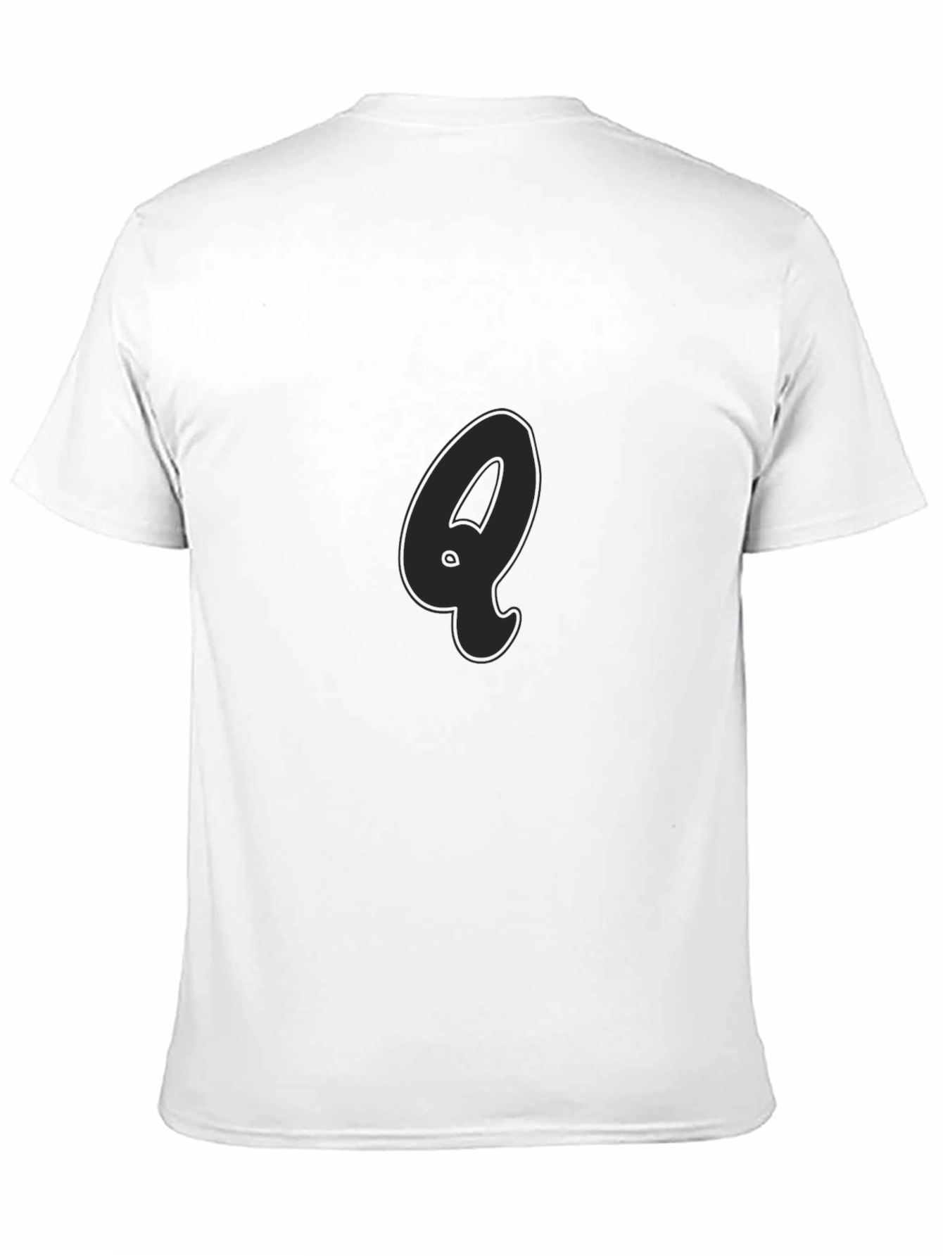 Mens Black T-Shirt with Letter Q Graphic