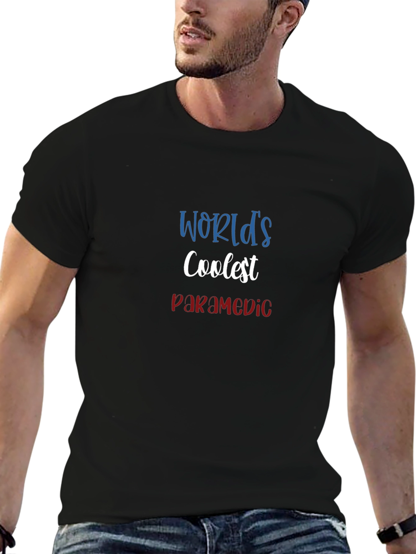 Coolest Paramedic Graphic Tee - Black Cotton Blend