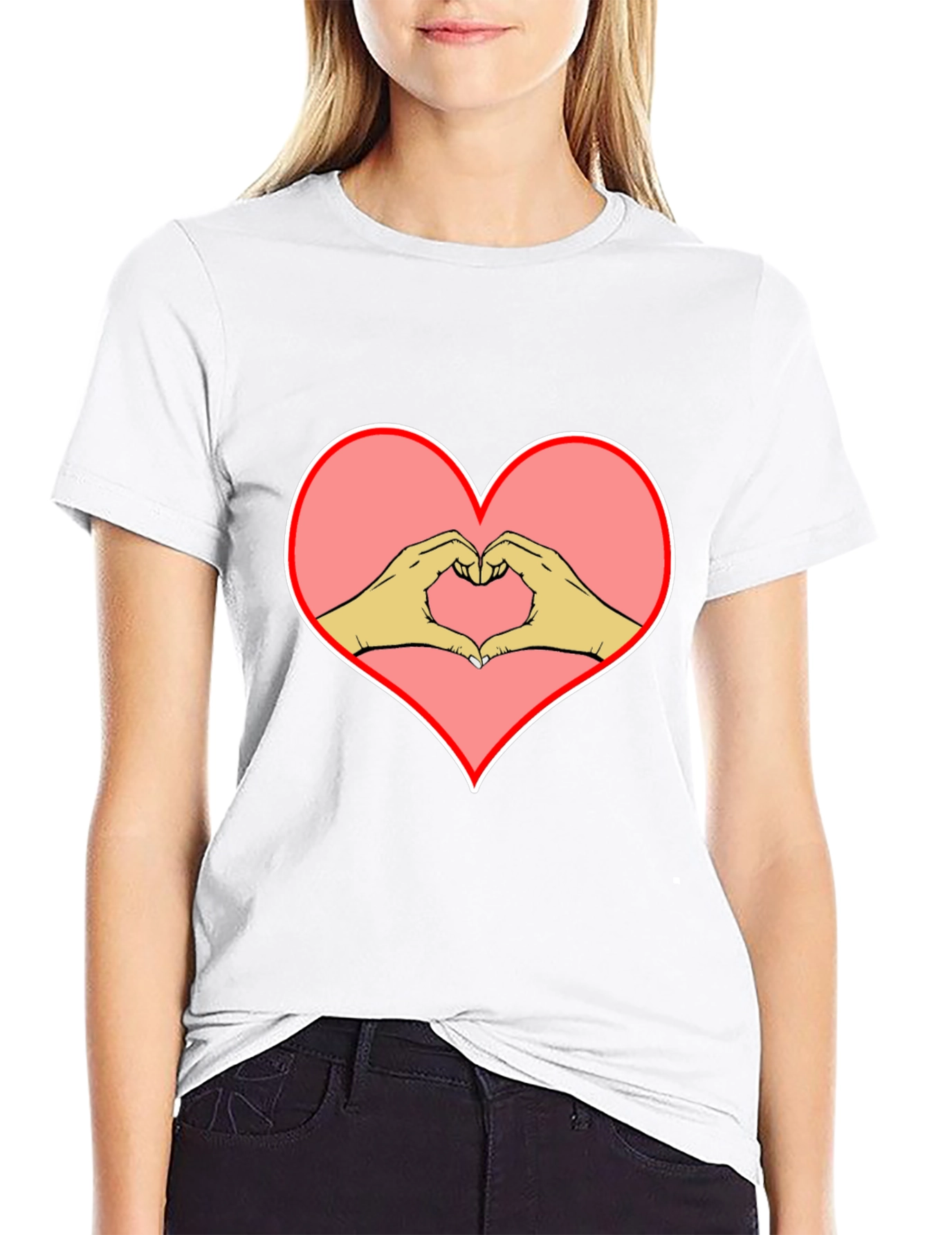 Heart Hands Graphic Black Tee