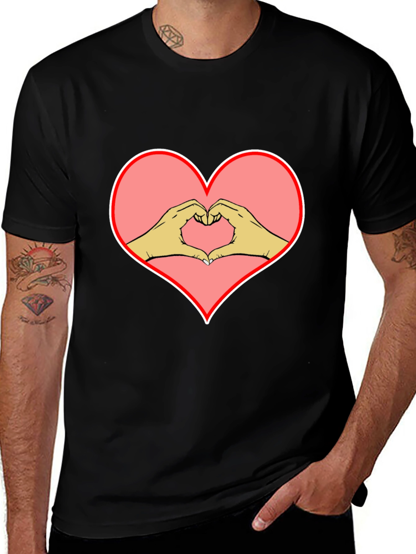 Heart Hands Graphic Black Tee
