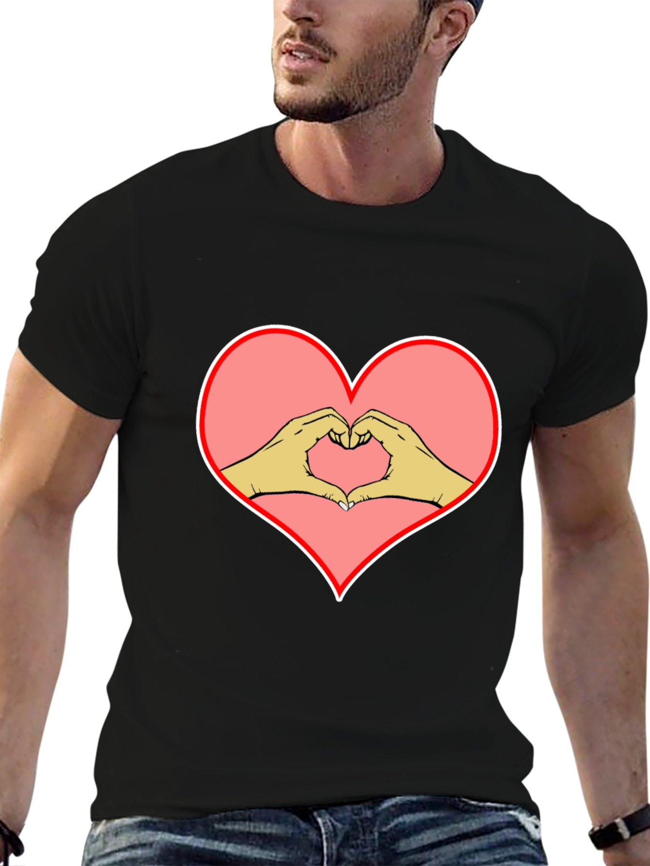 Heart Hands Graphic Black Tee