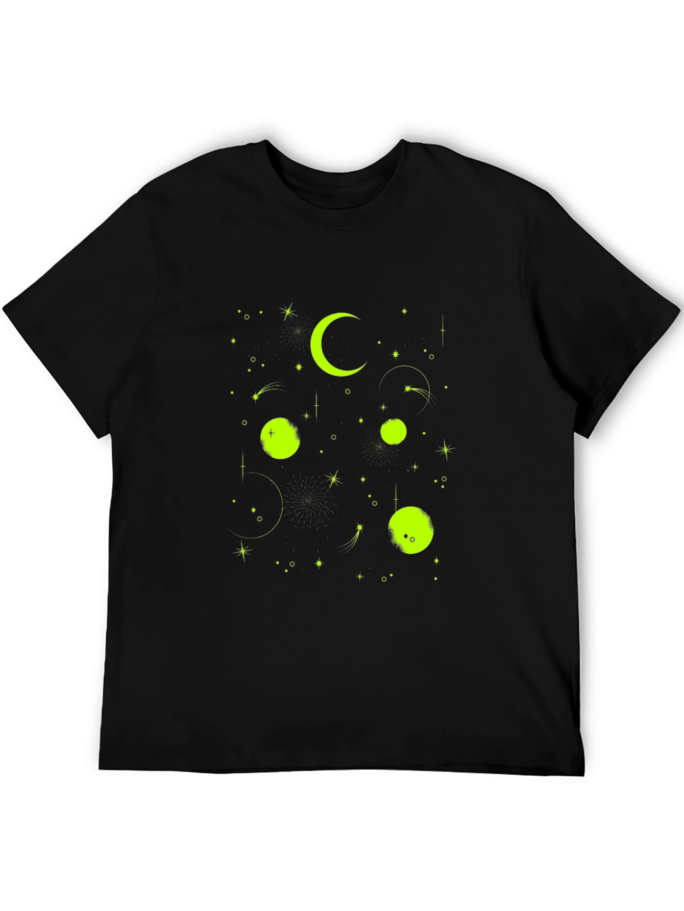 Celestial Moon & Stars Graphic Tee - Black