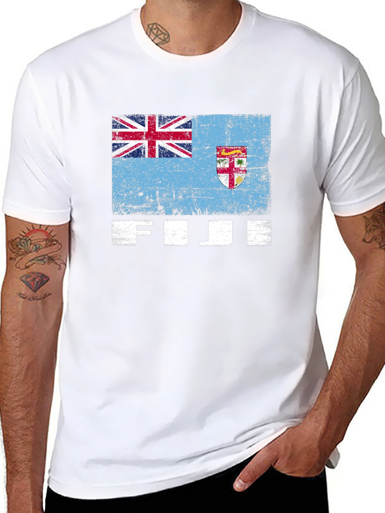 Fiji Flag Graphic Tee - Black Casual T-Shirt