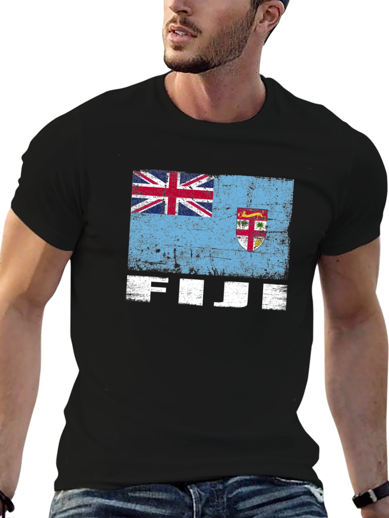 Fiji Flag Graphic Tee - Black Casual T-Shirt
