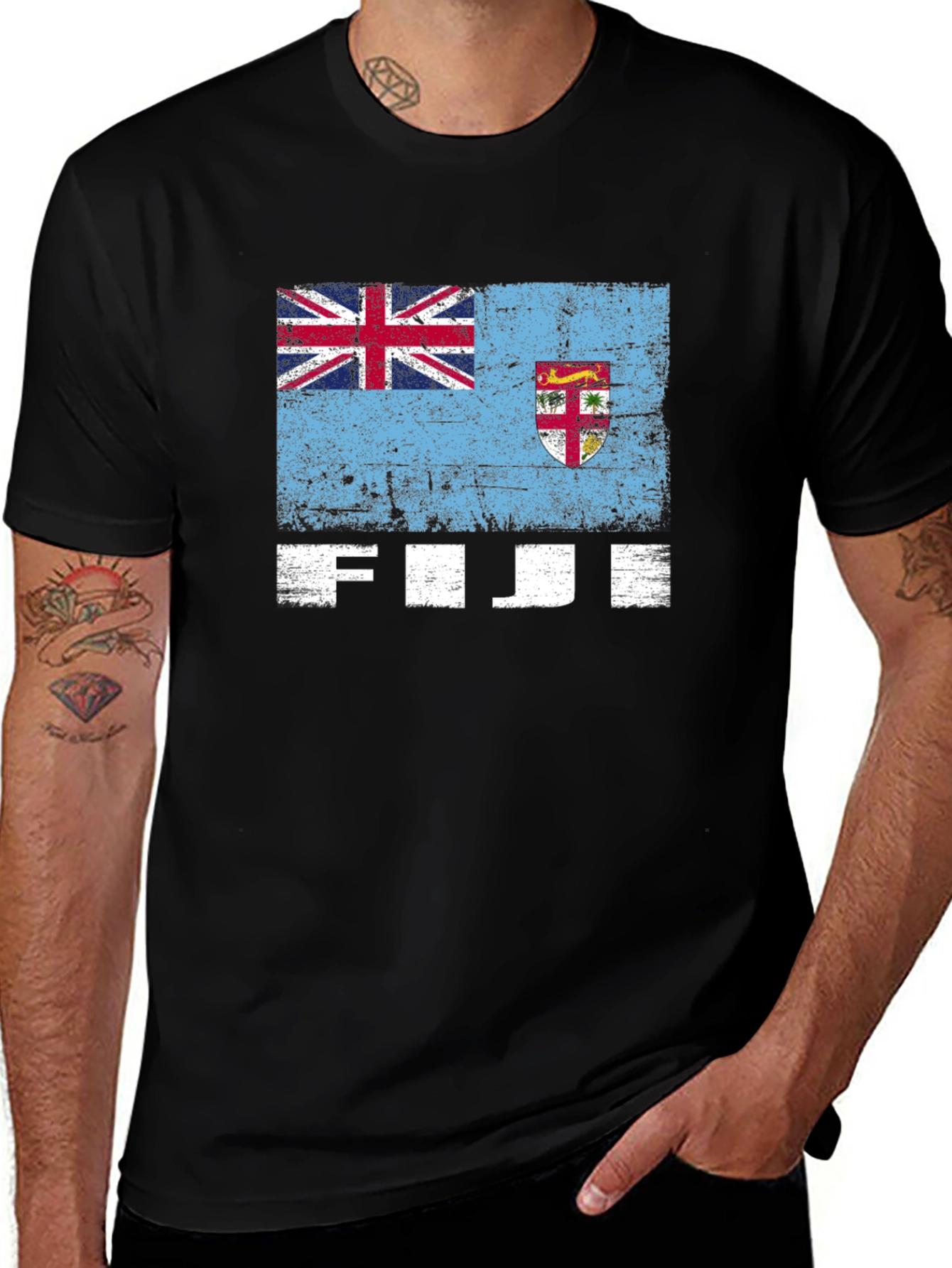 Fiji Flag Graphic Tee - Black Casual T-Shirt