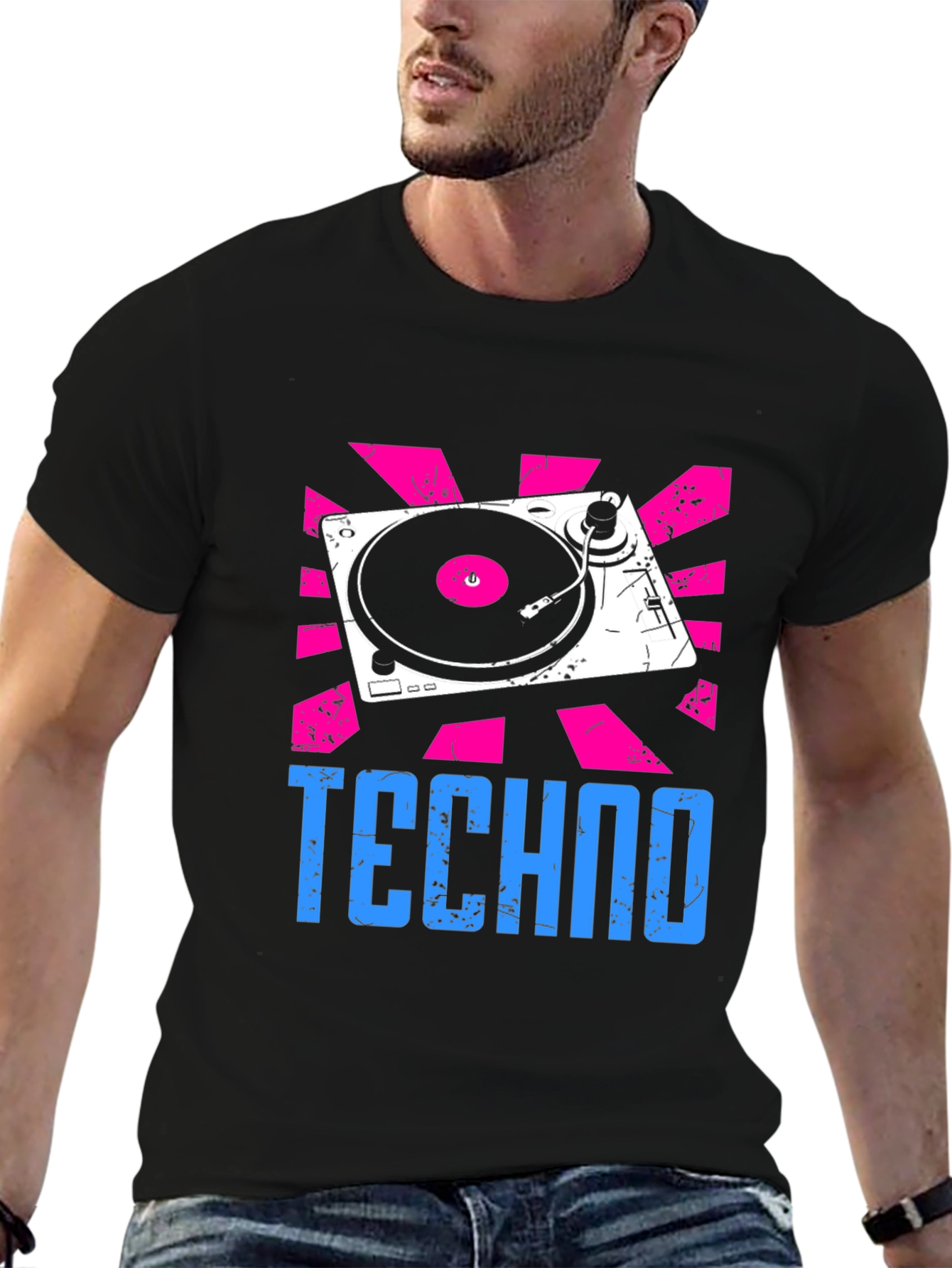 Techno Turntable Graphic Tee - Retro Style