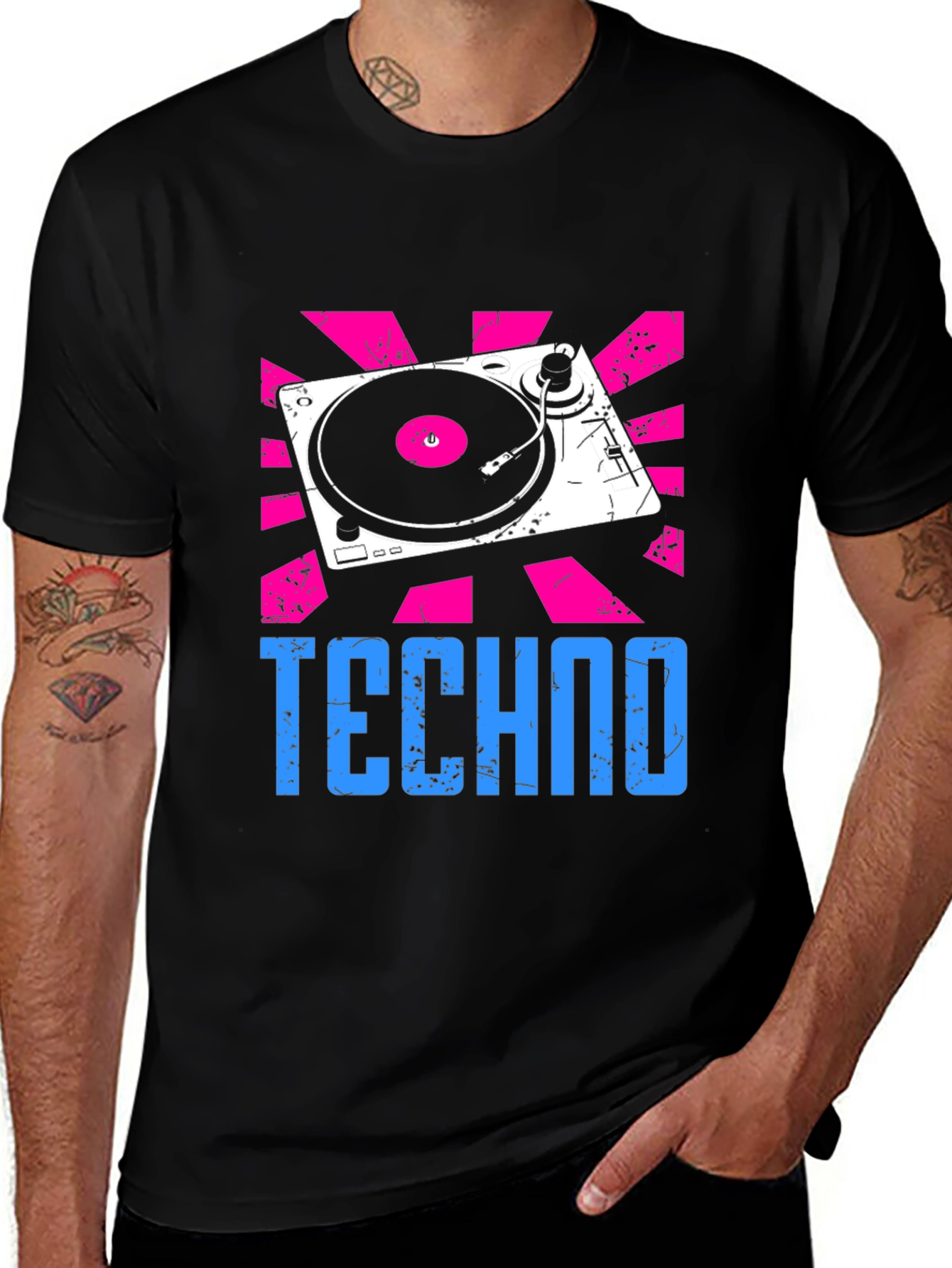 Techno Turntable Graphic Tee - Retro Style