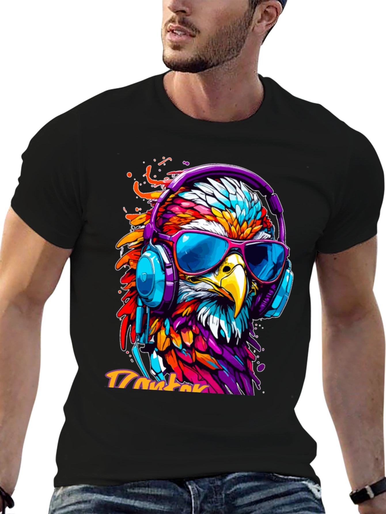 Cool Eagle Headphones Graphic Tee