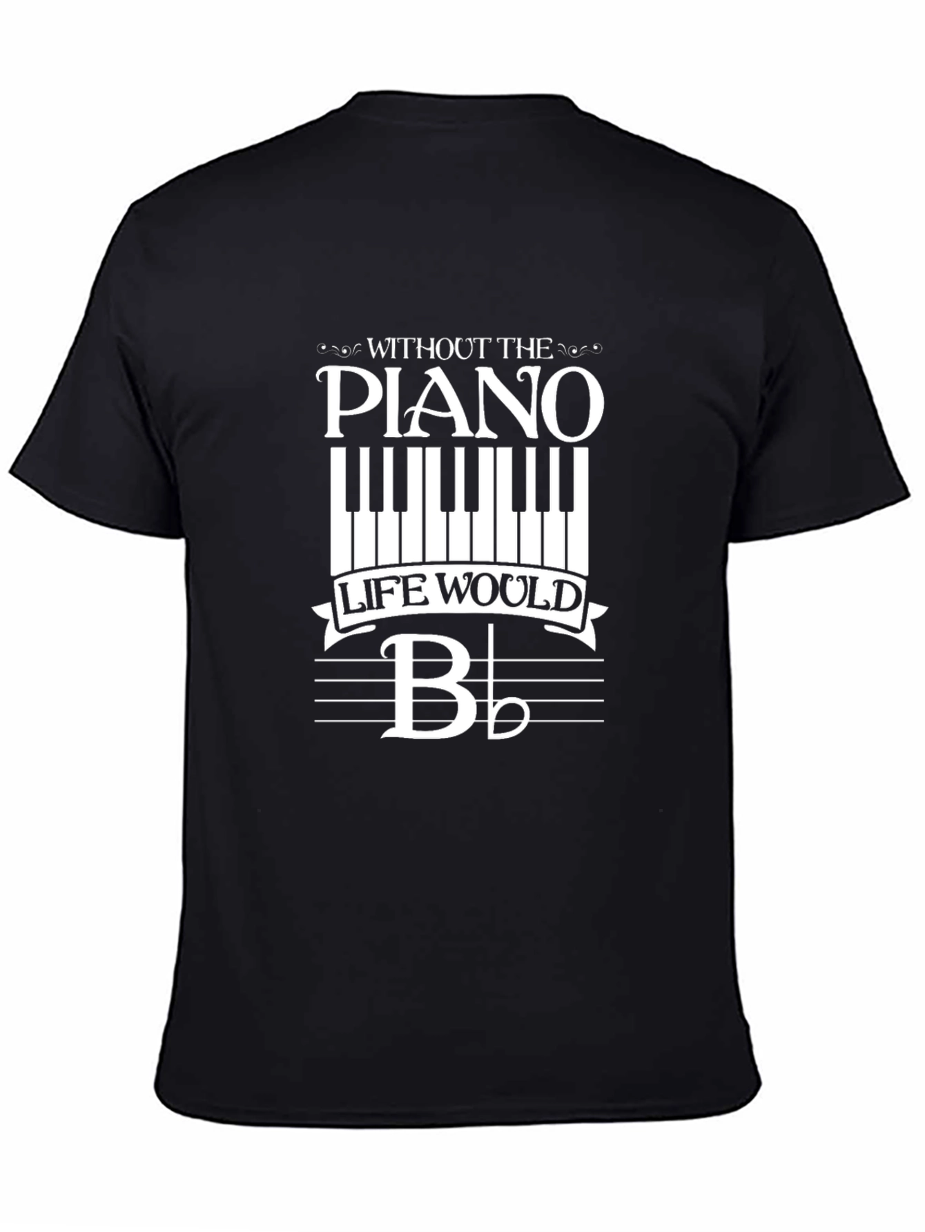 Piano Life Mens Black Graphic T-Shirt