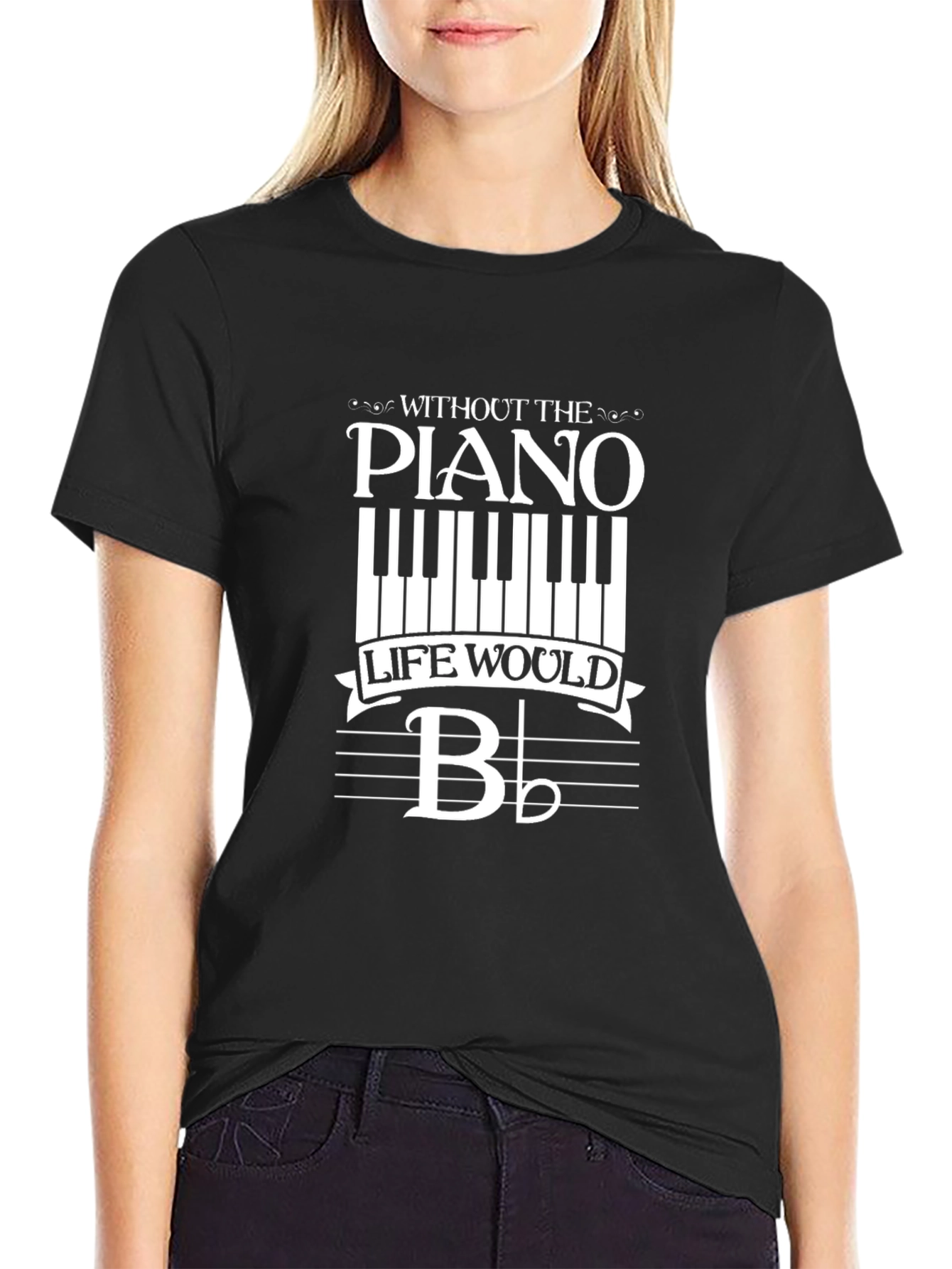 Piano Life Mens Black Graphic T-Shirt