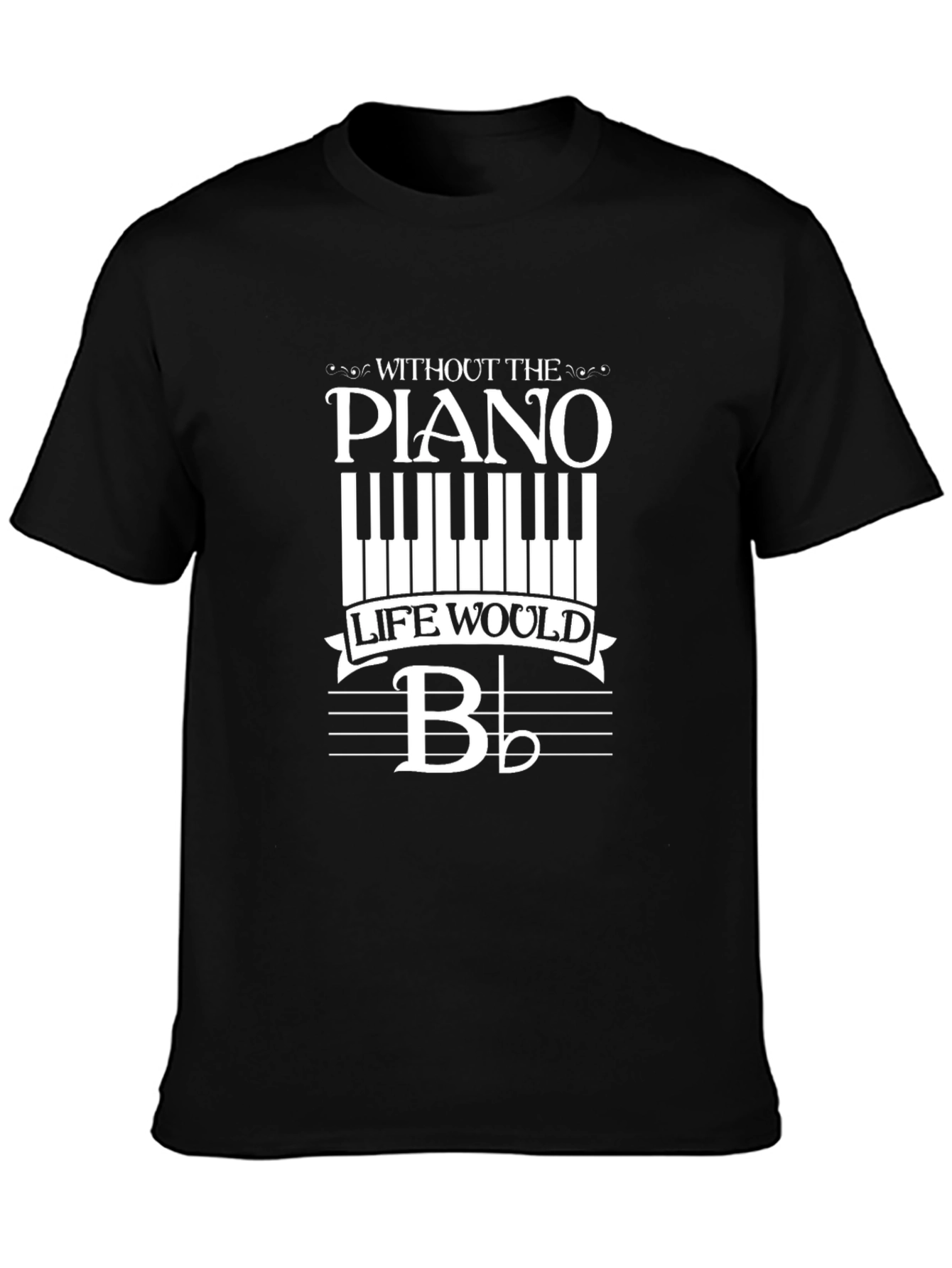 Piano Life Mens Black Graphic T-Shirt