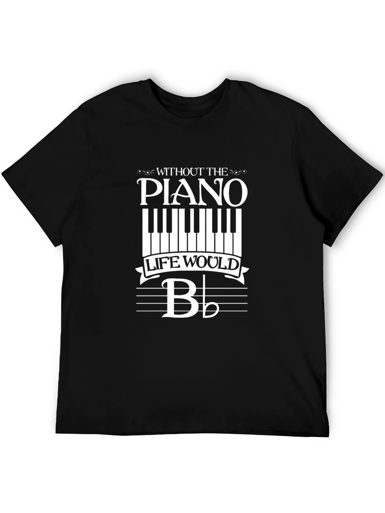 Piano Life Mens Black Graphic T-Shirt