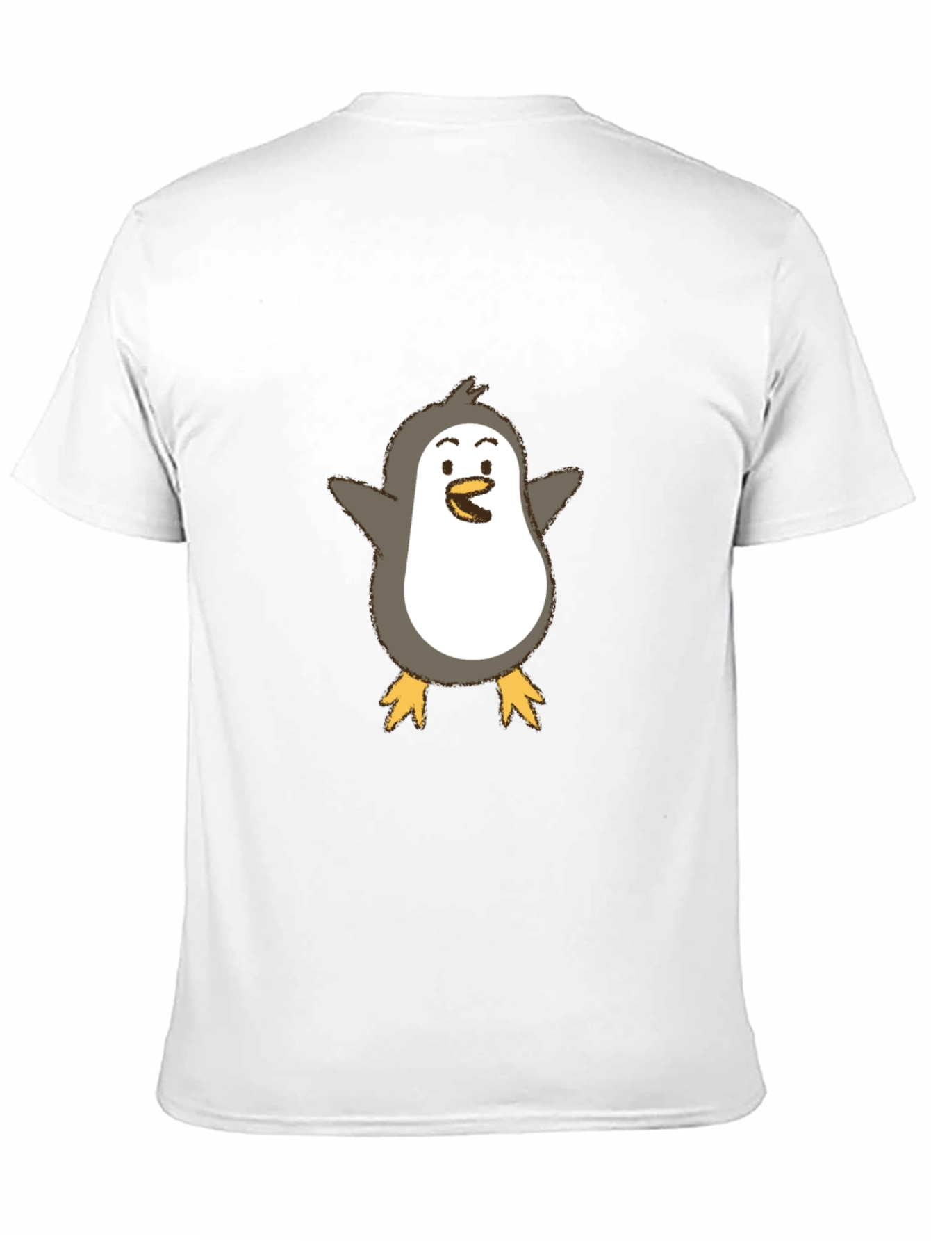 Cute Penguin Graphic Tee - Black Cotton Blend