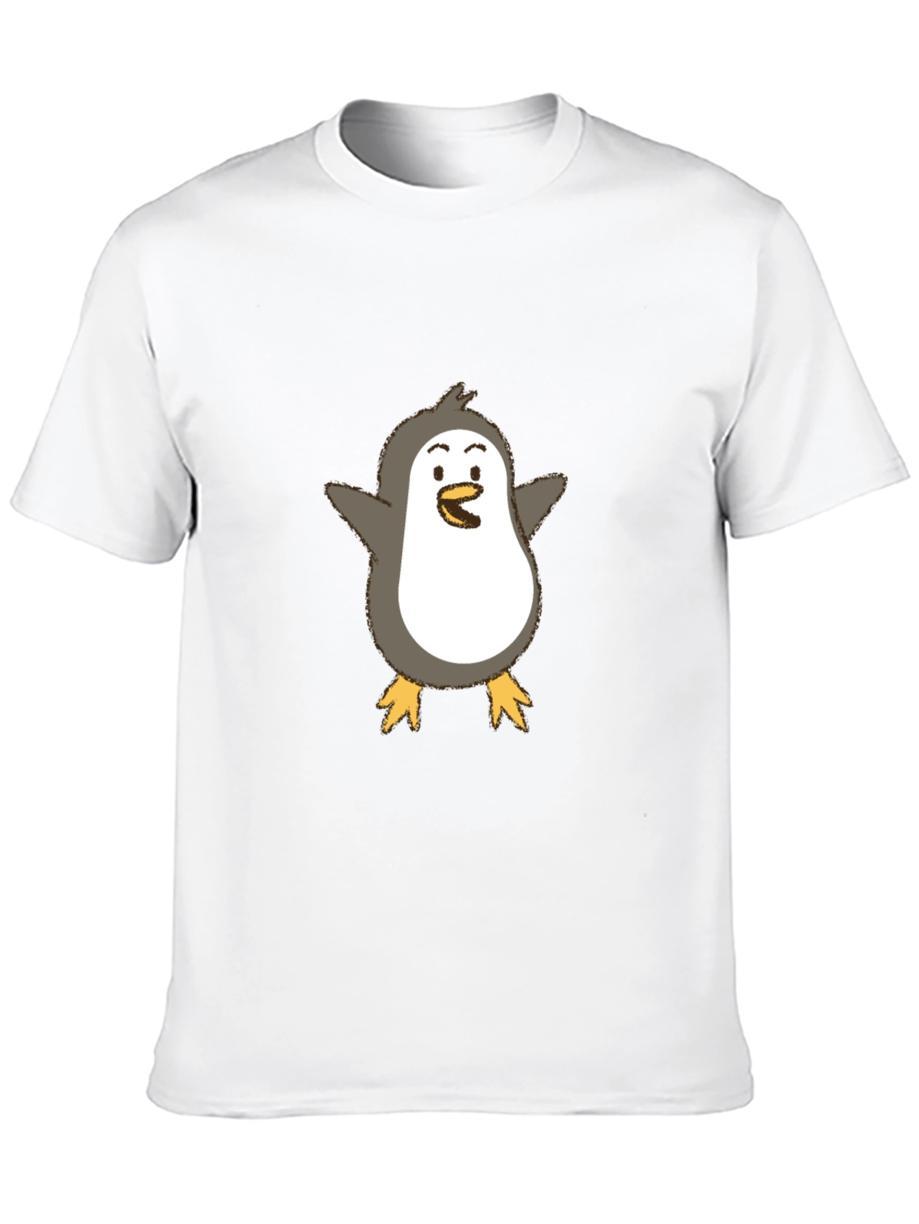 Cute Penguin Graphic Tee - Black Cotton Blend