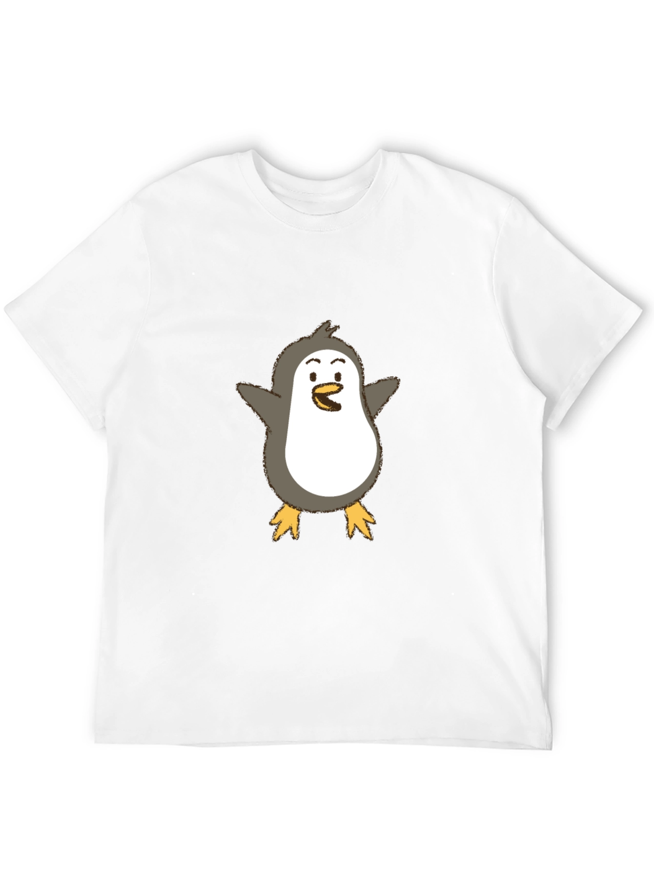 Cute Penguin Graphic Tee - Black Cotton Blend