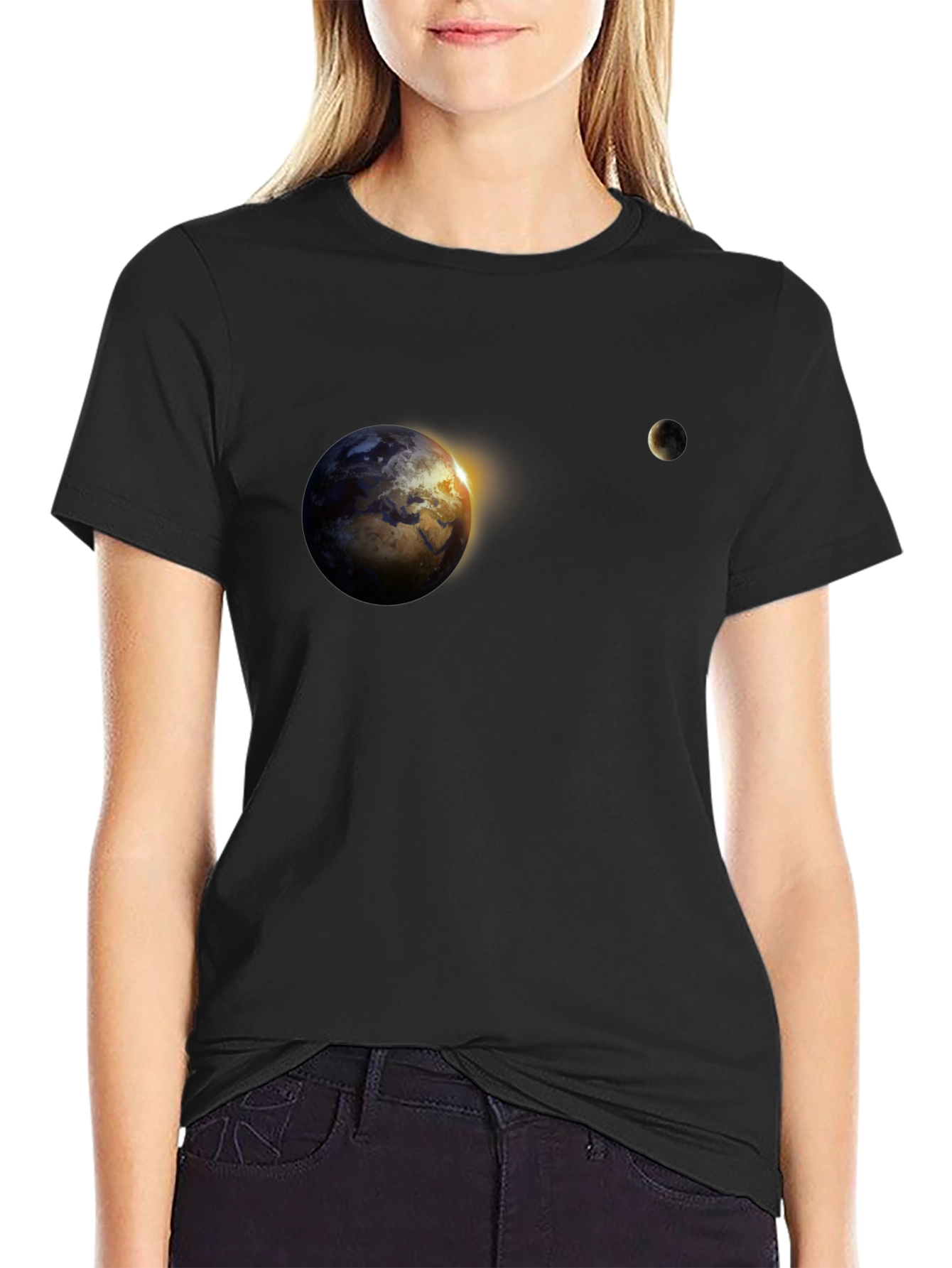Earth & Moon Graphic Tee - Black