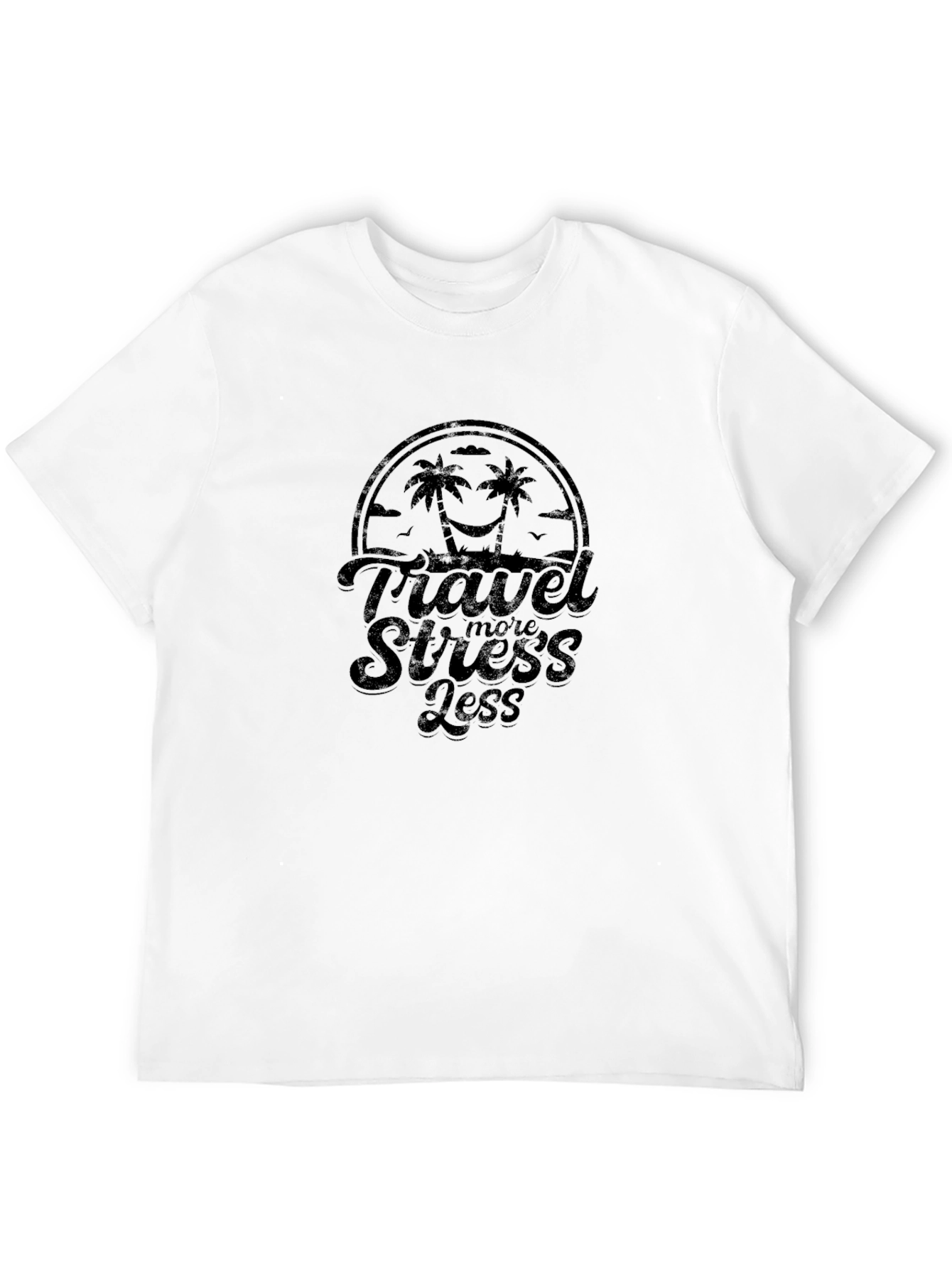 Travel More Stress Less Black T-Shirt