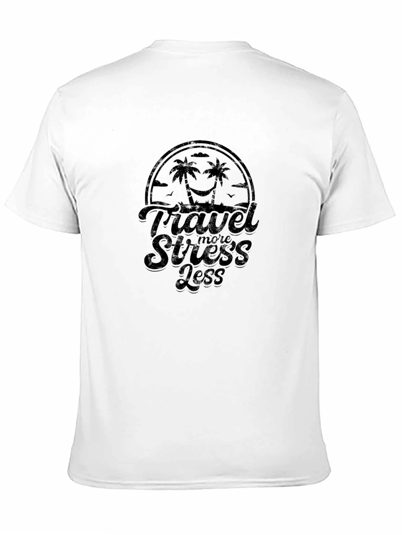 Travel More Stress Less Black T-Shirt
