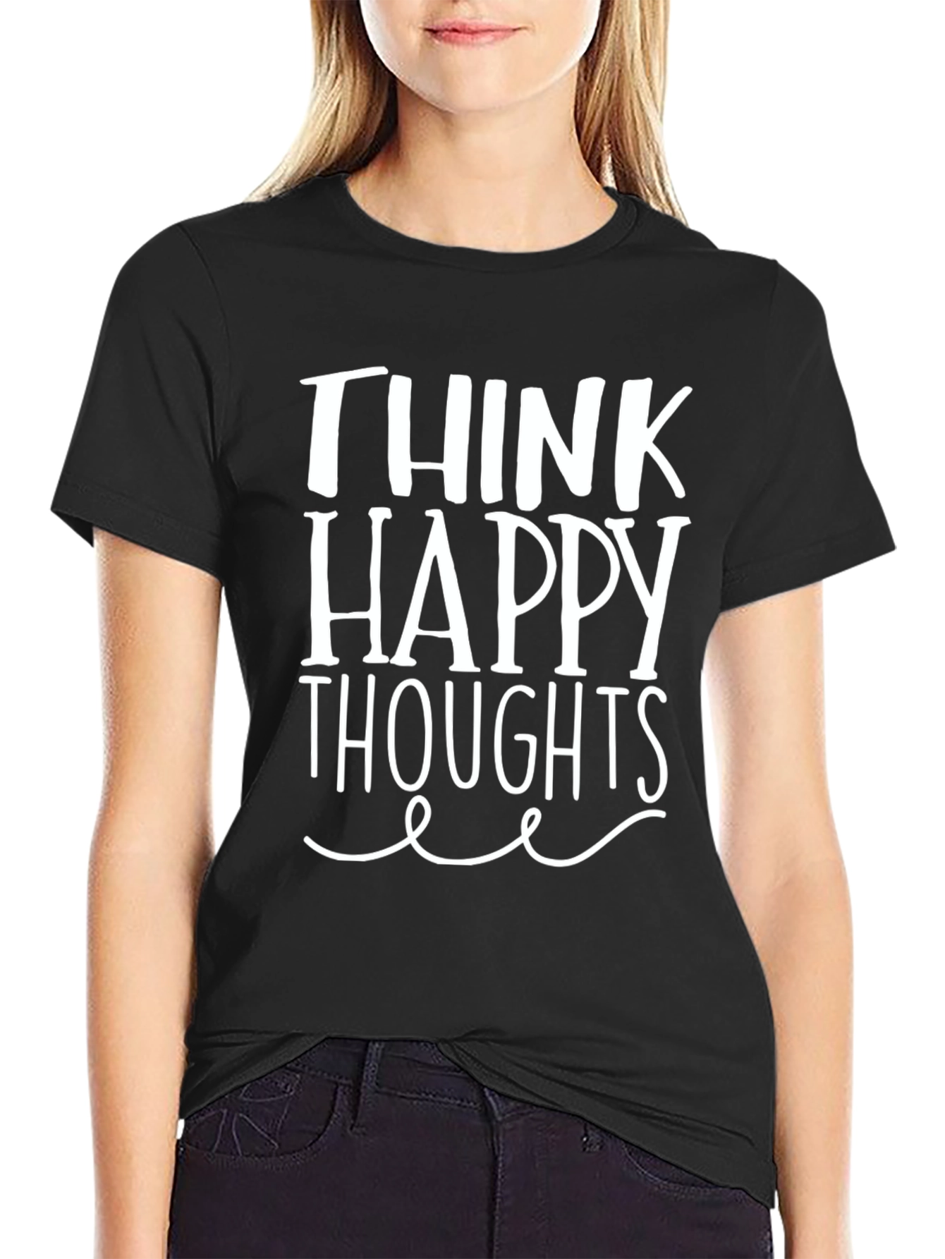 Think Happy Thoughts Graphic Tee - Black