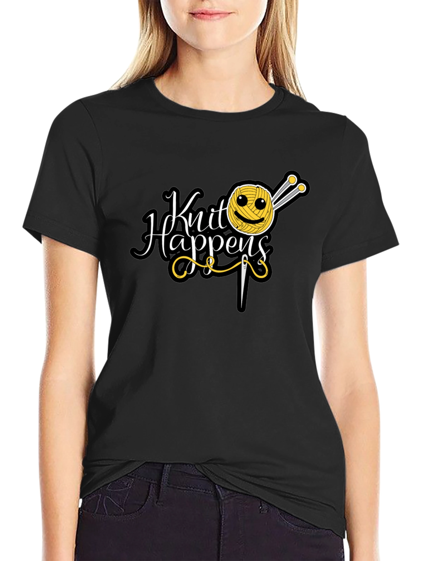 Knit Happens Graphic Tee - Knitting Lovers T-Shirt