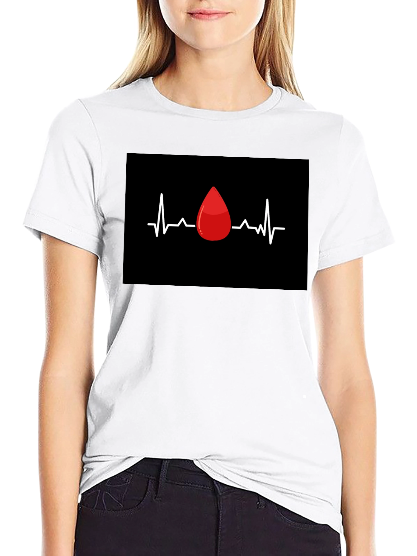 Blood Drop Heartbeat Graphic Tee