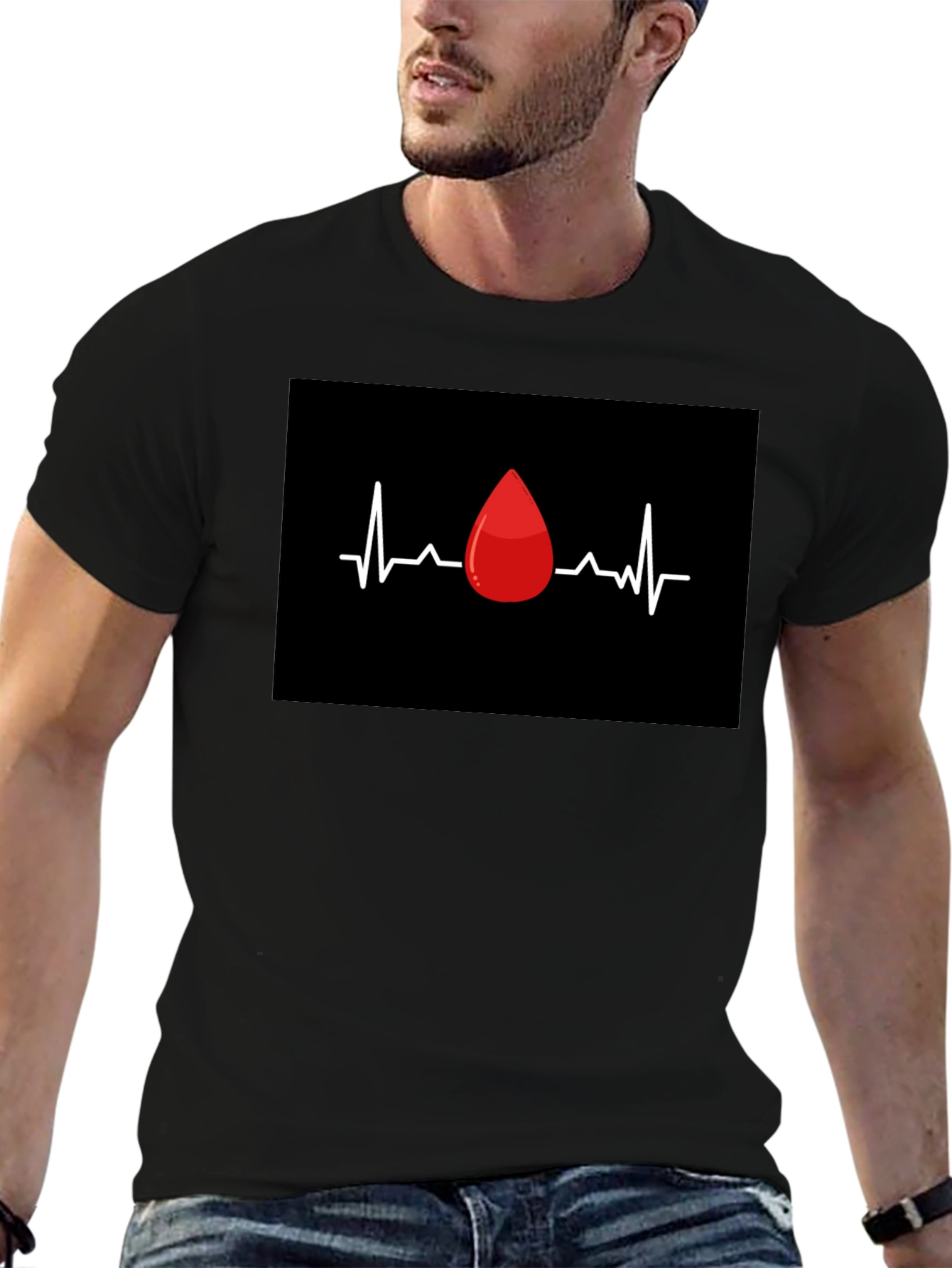 Blood Drop Heartbeat Graphic Tee