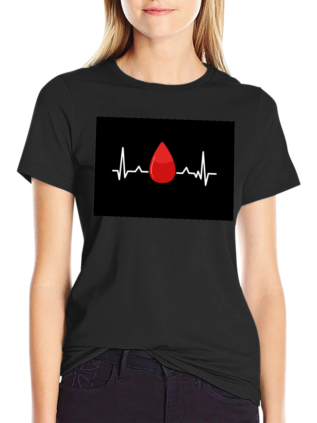Blood Drop Heartbeat Graphic Tee