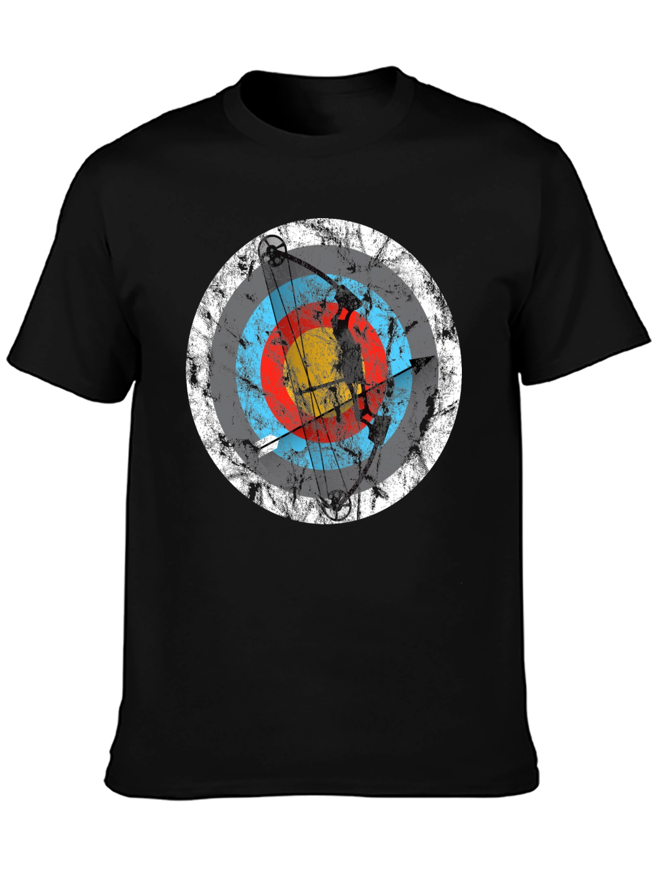 Archery Target Graphic Tee - Black Crew Neck T-Shirt