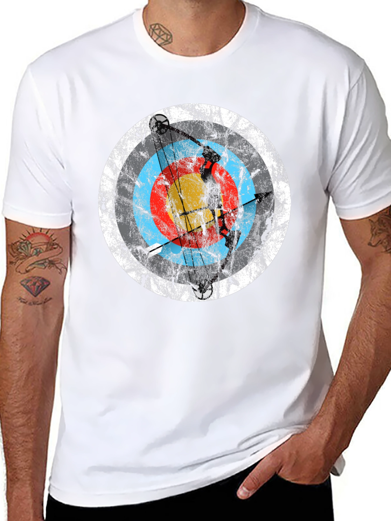 Archery Target Graphic Tee - Black Crew Neck T-Shirt