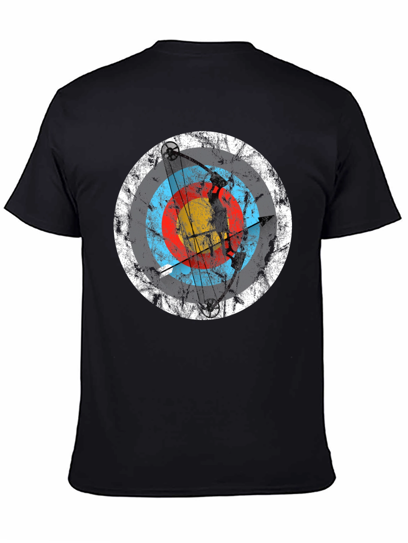 Archery Target Graphic Tee - Black Crew Neck T-Shirt