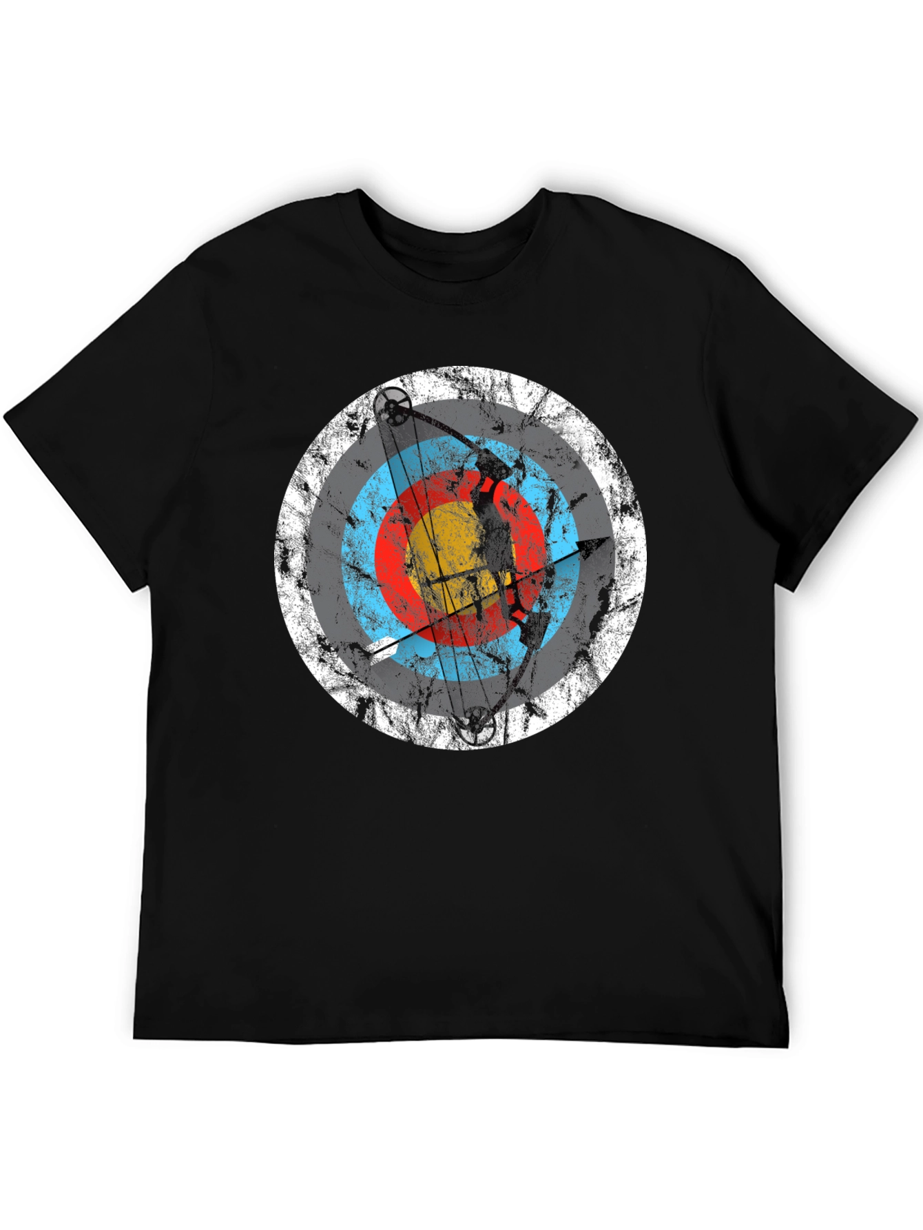 Archery Target Graphic Tee - Black Crew Neck T-Shirt