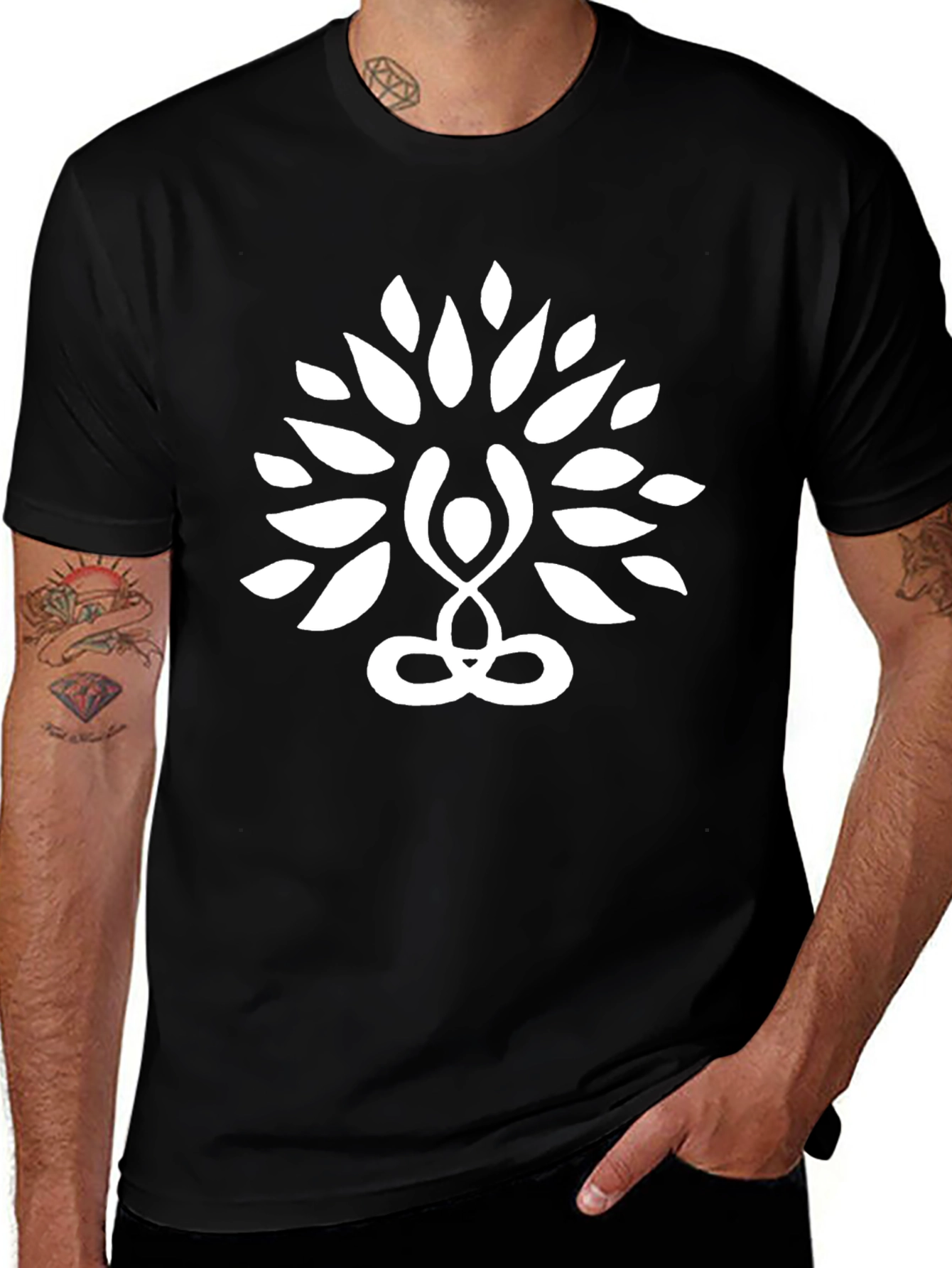 Yoga Tree Graphic Tee - Mens Black Cotton T-Shirt
