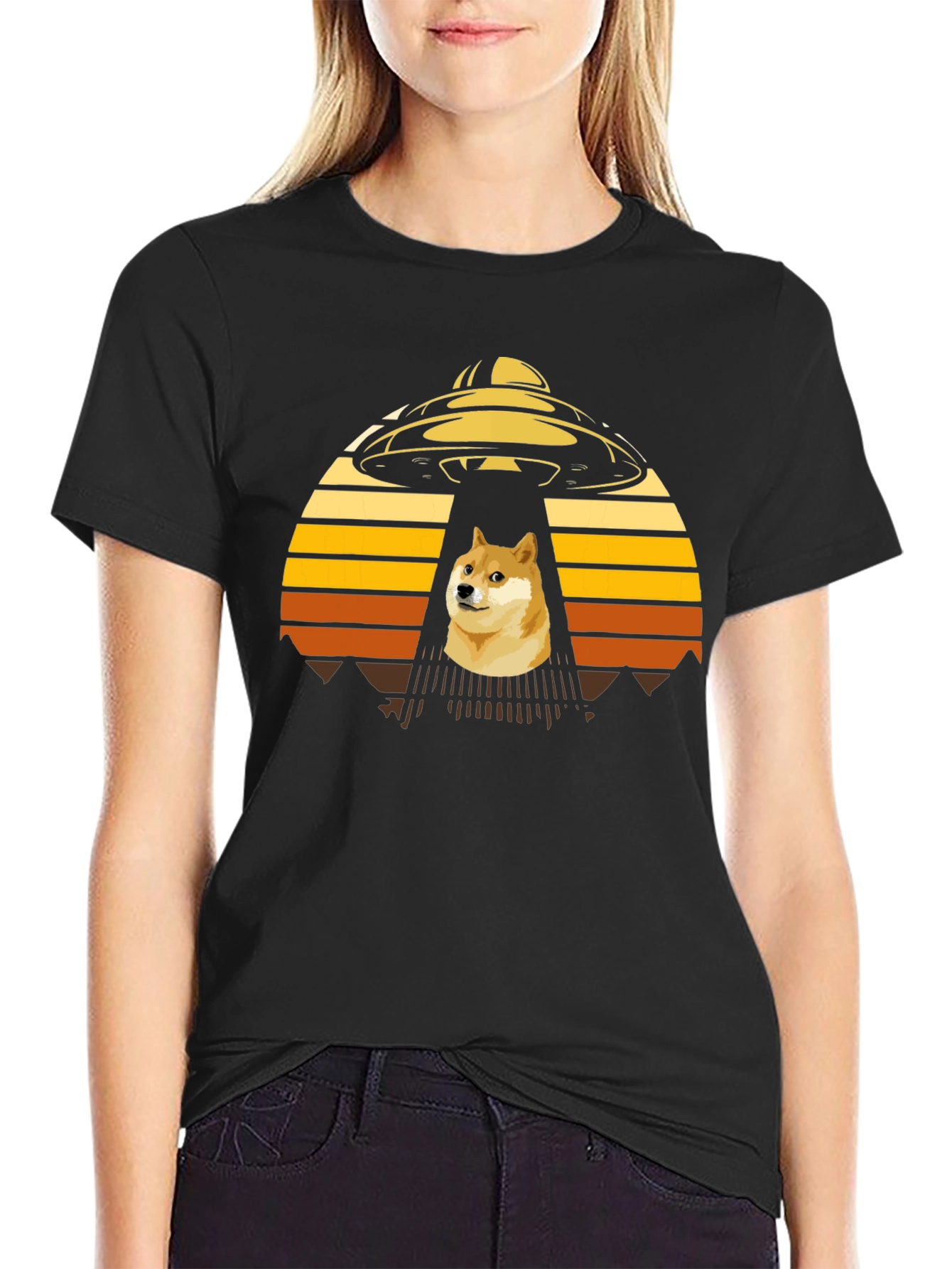 Dogecoin UFO Abduction T-Shirt - Crypto Meme Tee