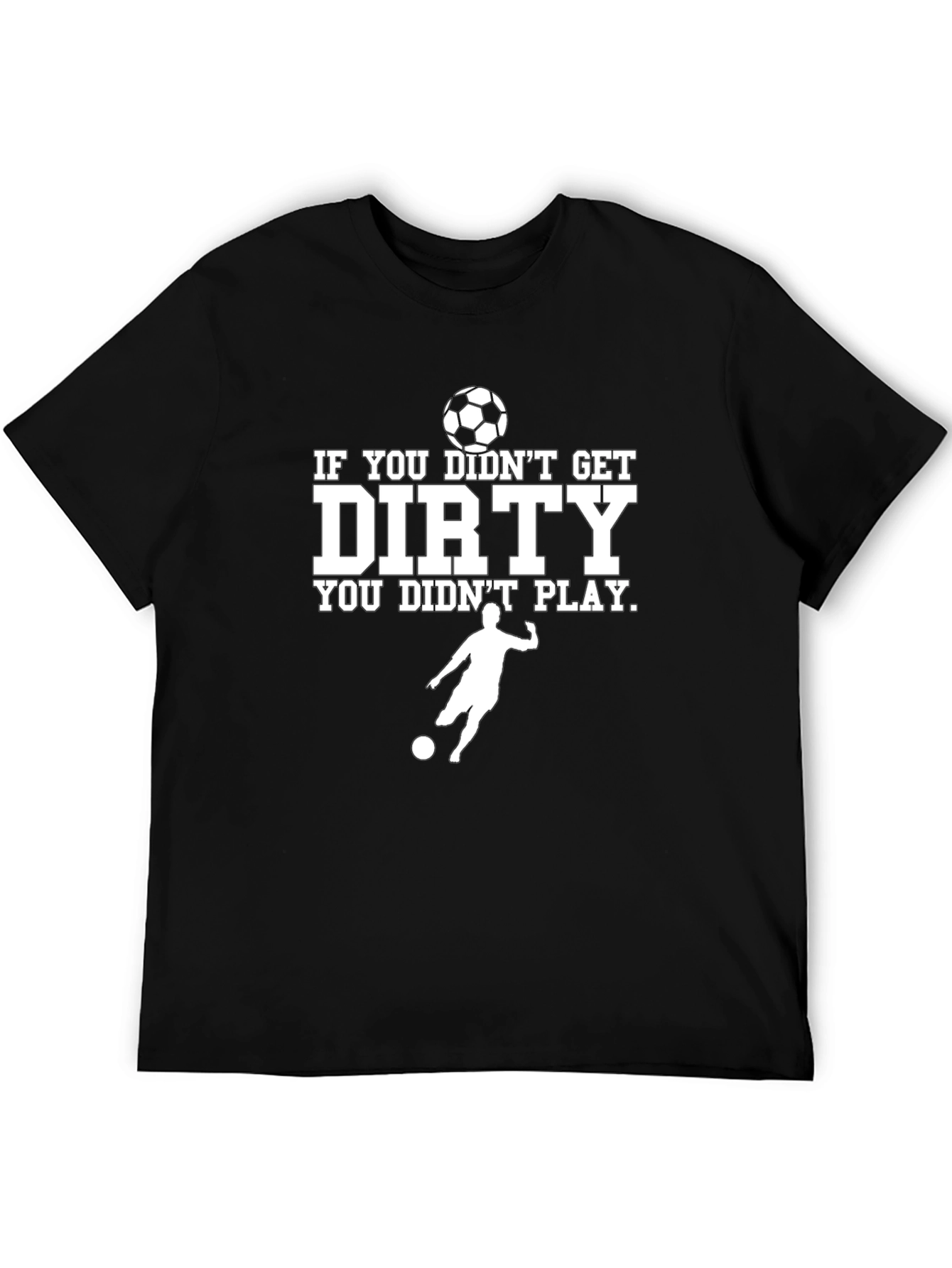 Dirty Soccer Player Black Graphic T-Shirt