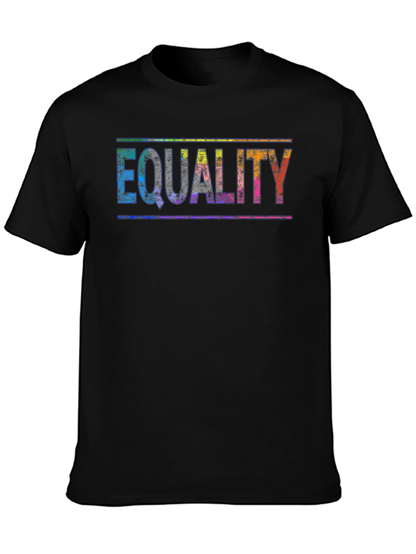 Equality Rainbow Print Black T-Shirt