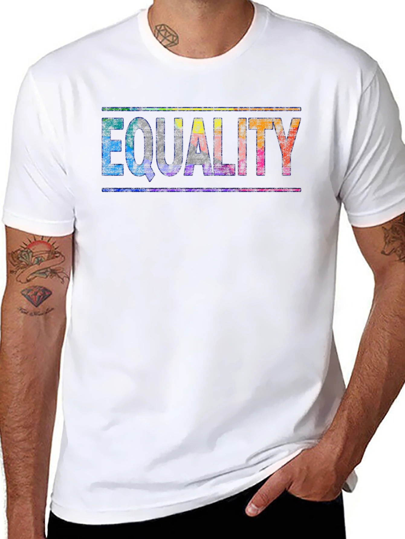 Equality Rainbow Print Black T-Shirt