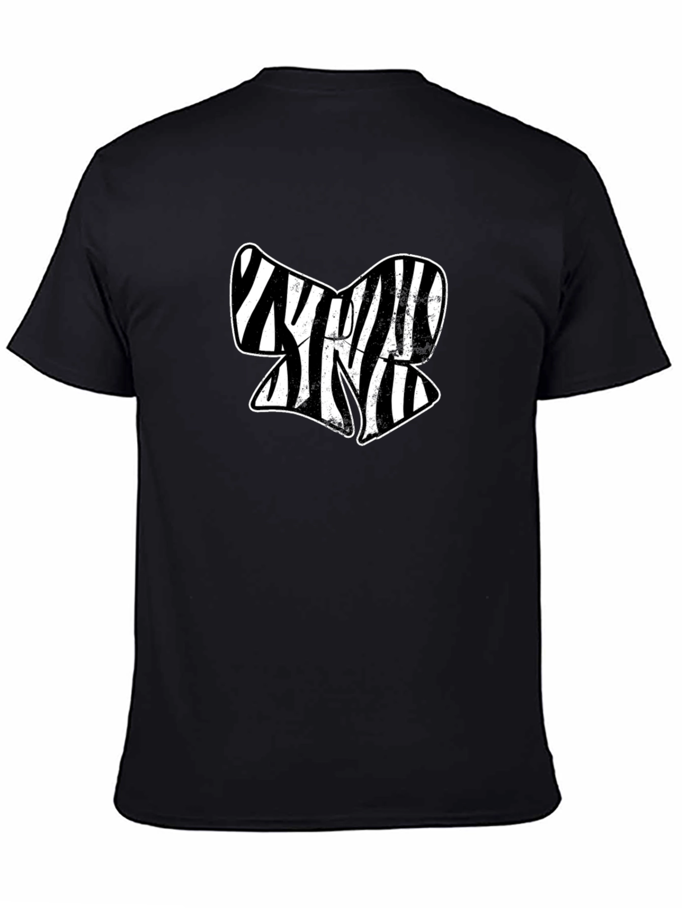 Zebra Stripe Abstract Graphic Black T-Shirt