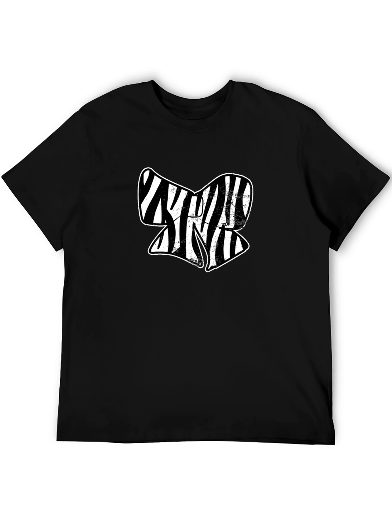 Zebra Stripe Abstract Graphic Black T-Shirt