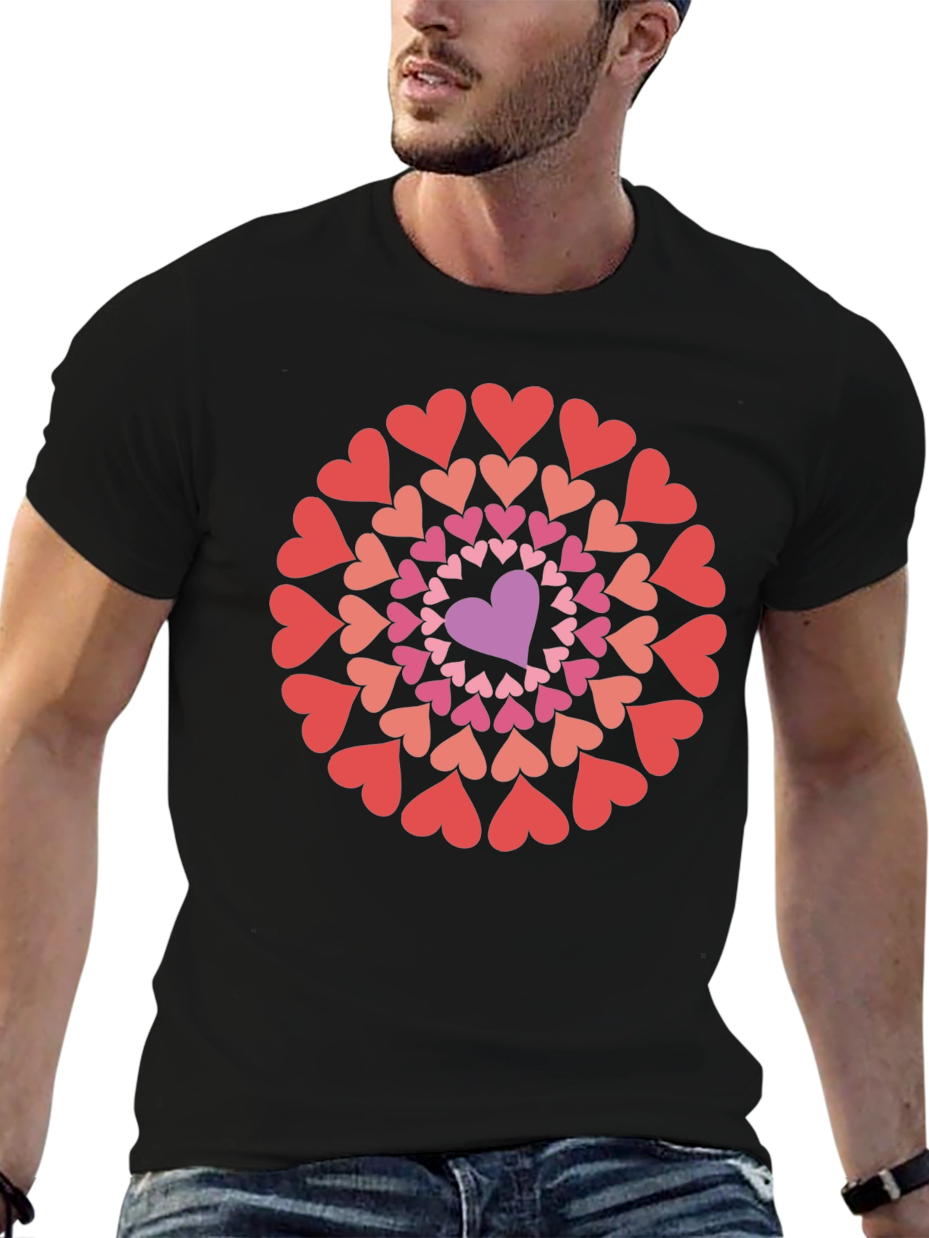 Heart Mandala Graphic Tee - Black